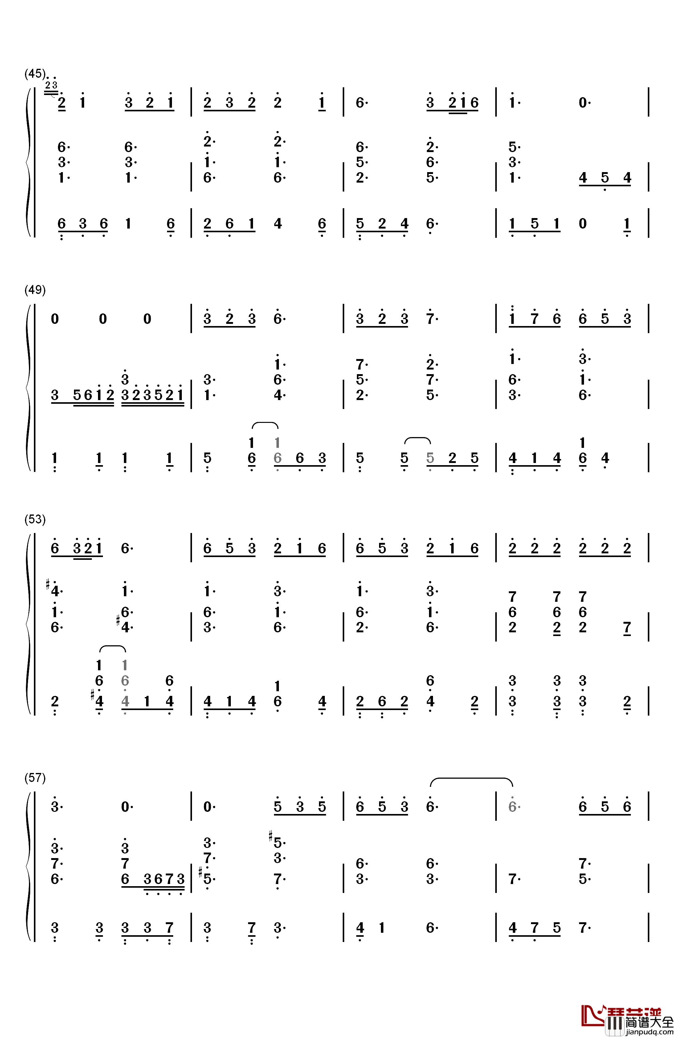 燕归巢钢琴简谱_数字双手_许嵩