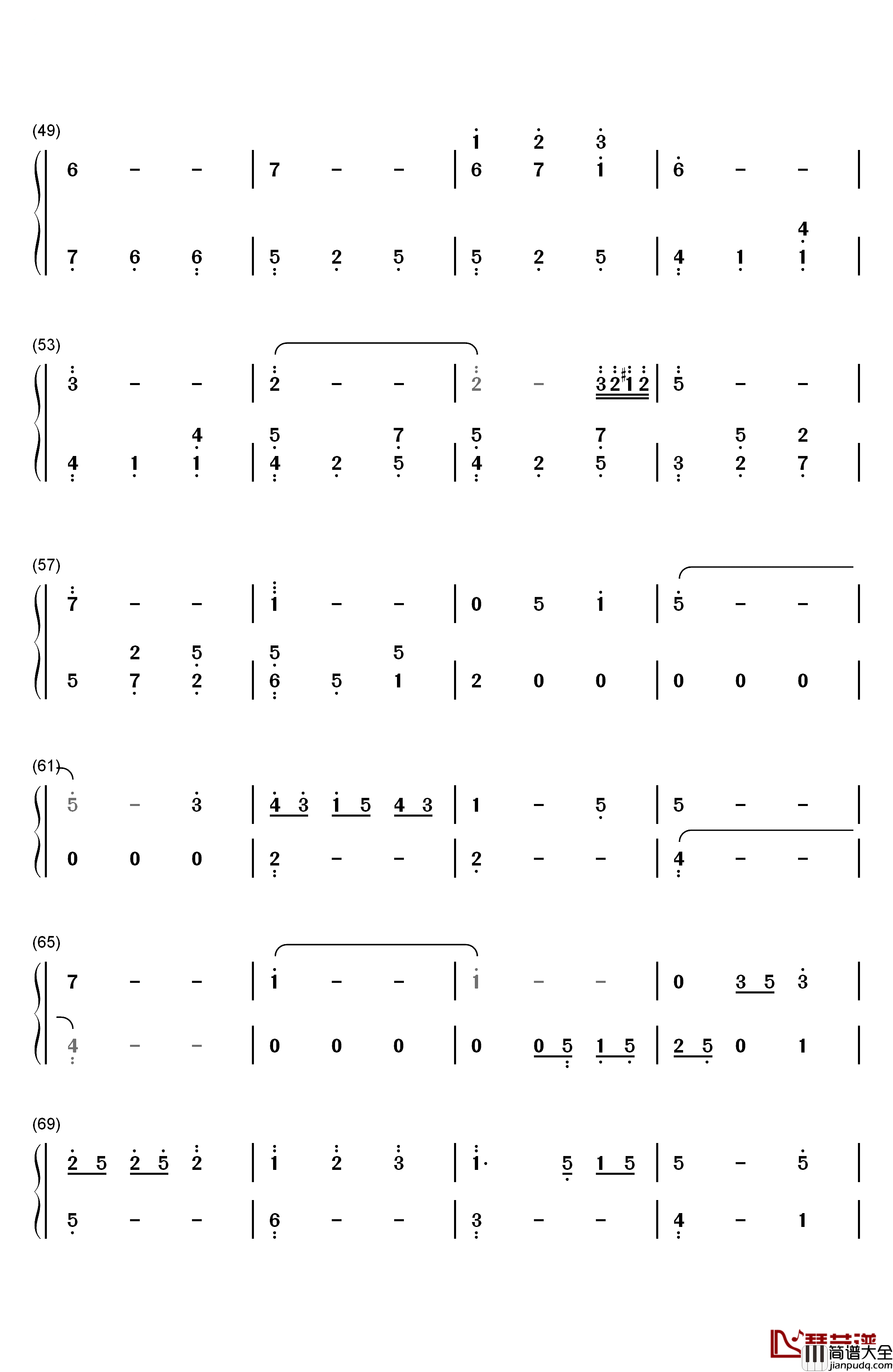私の嘘_PianoSolo钢琴简谱_数字双手_横山克