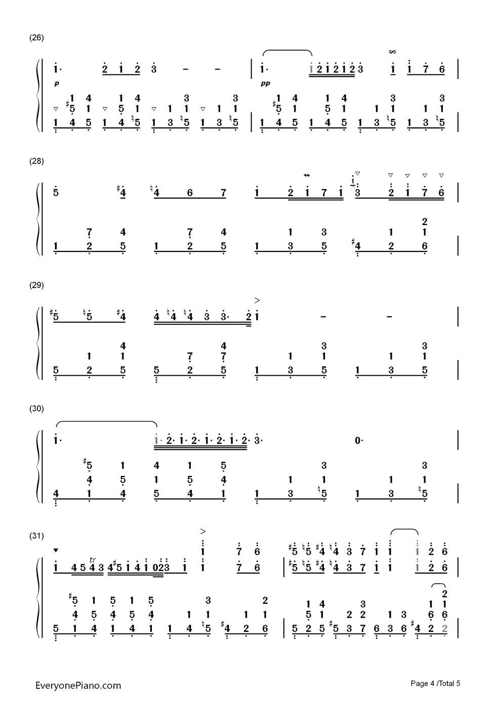 肖邦夜曲第二首钢琴简谱_数字双手_肖邦