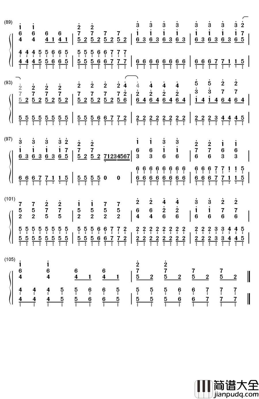 Adele_钢琴简谱_数字双手_Adele