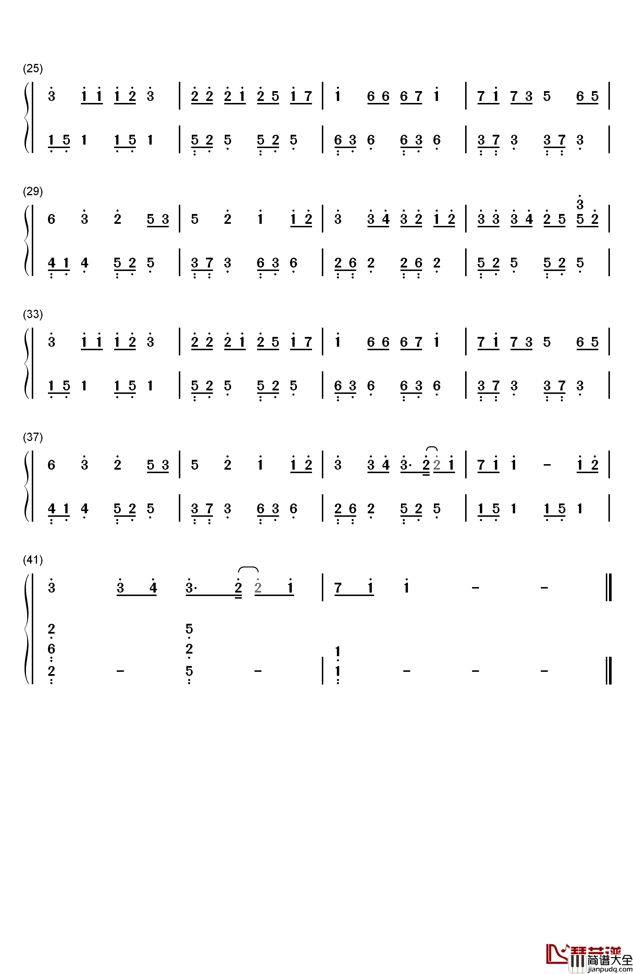 最近钢琴简谱_数字双手_王小帅_李圣杰