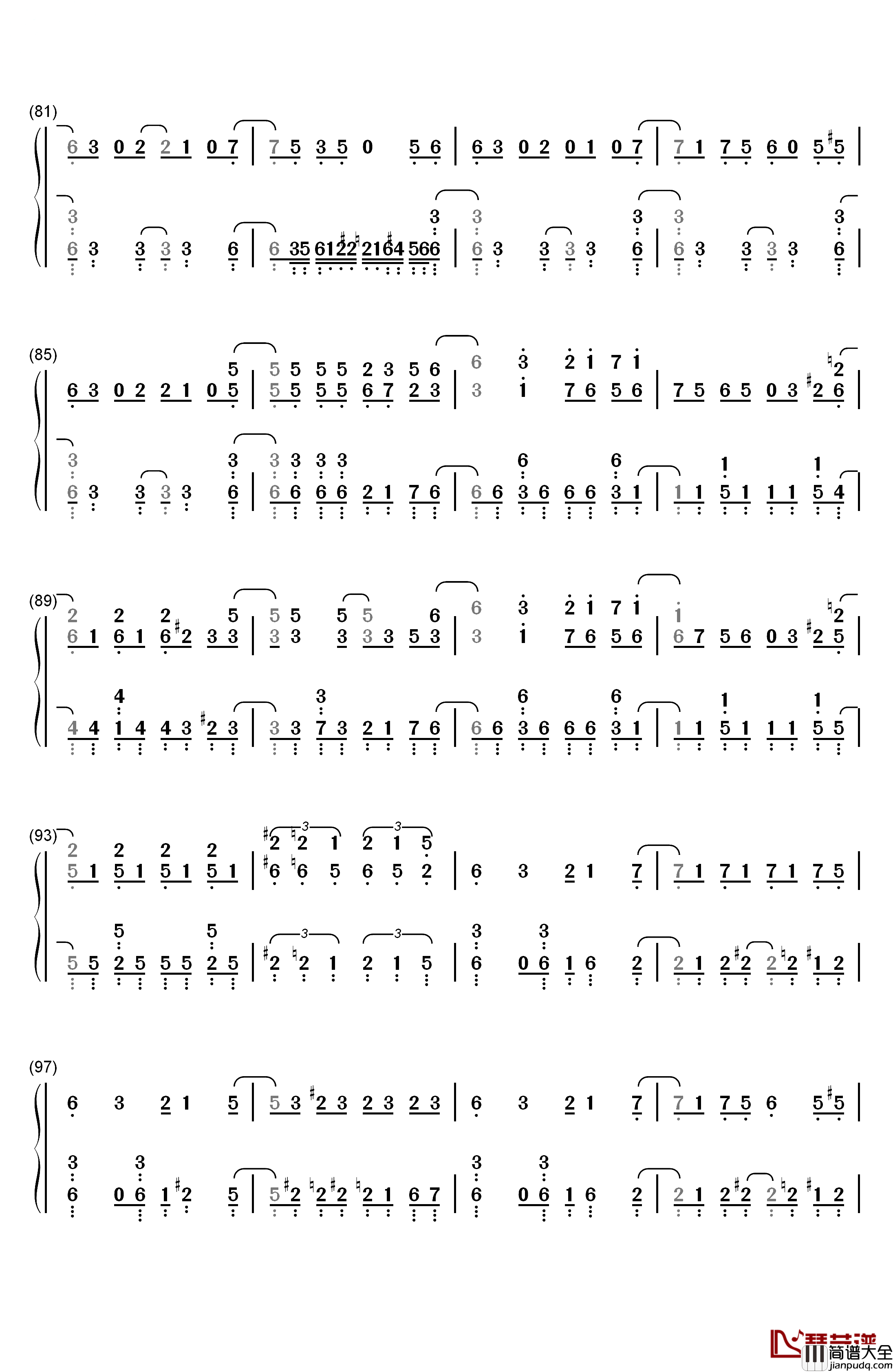 チルドレンレコード_钢琴简谱_数字双手_IA(じん)