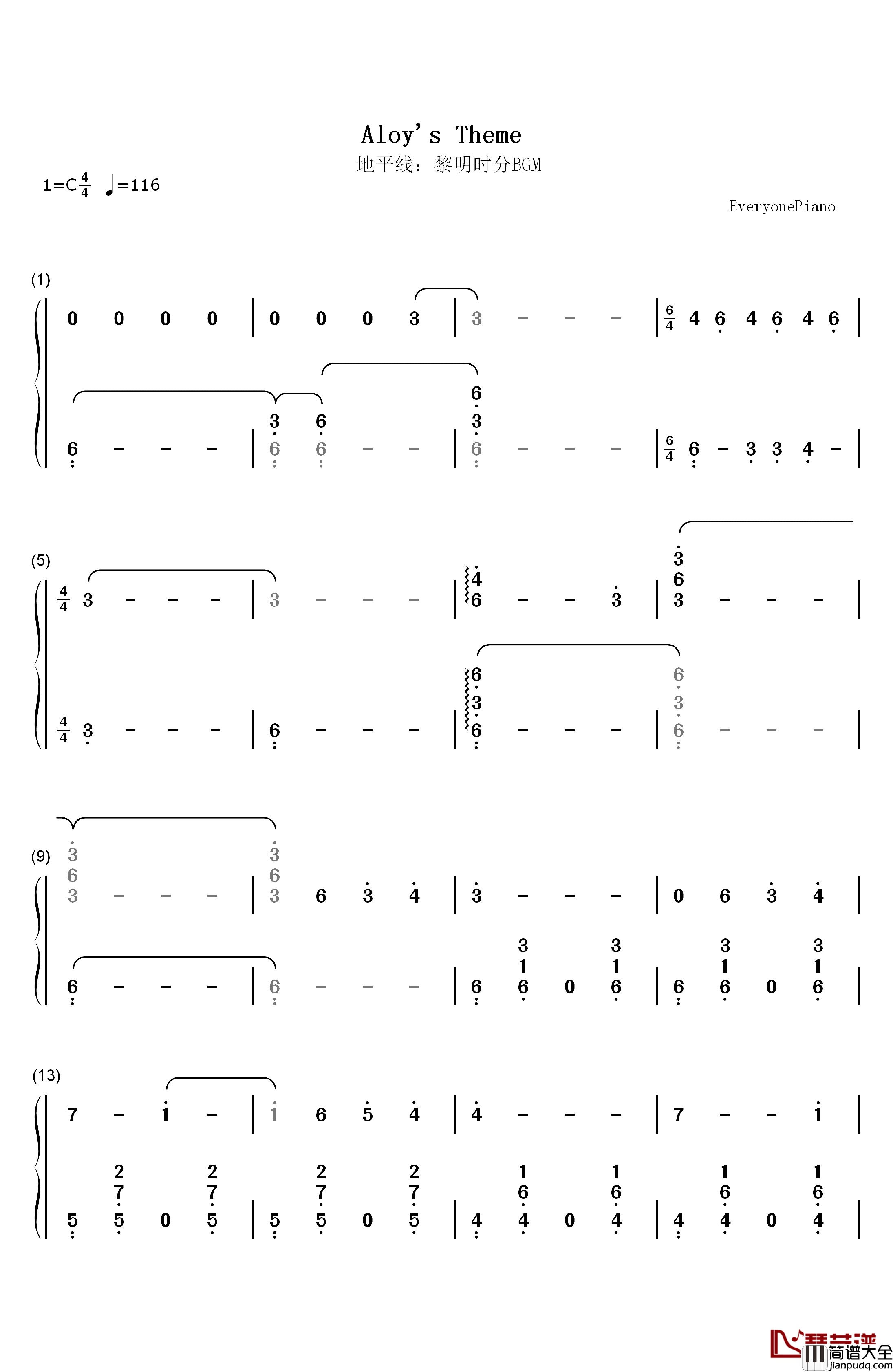 Aloy's_Theme钢琴简谱_数字双手_Joris_de_Man