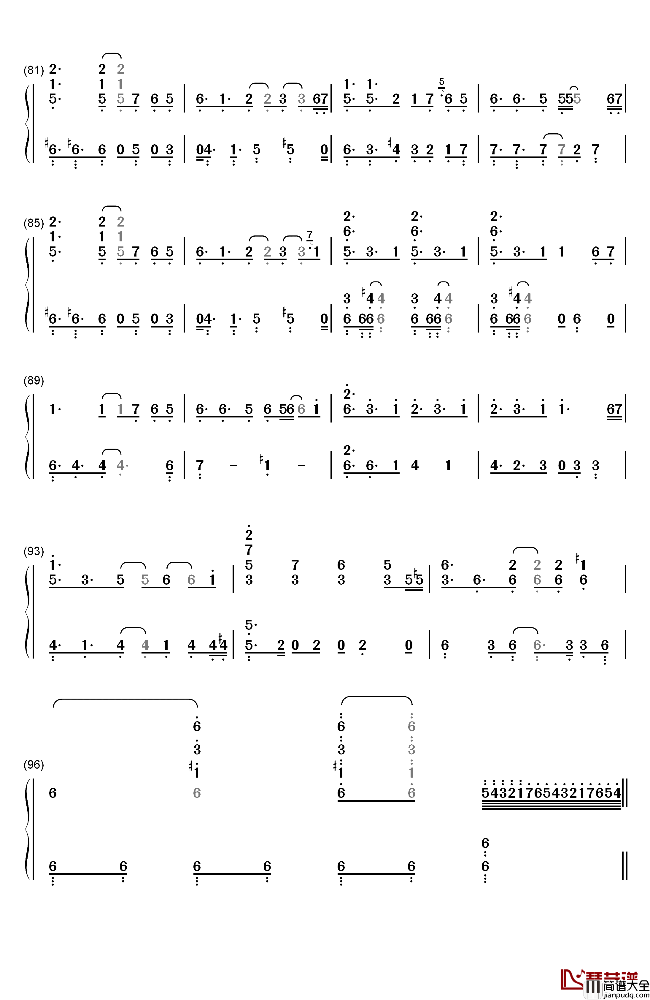 Get_Wild钢琴简谱_数字双手_TM_Network