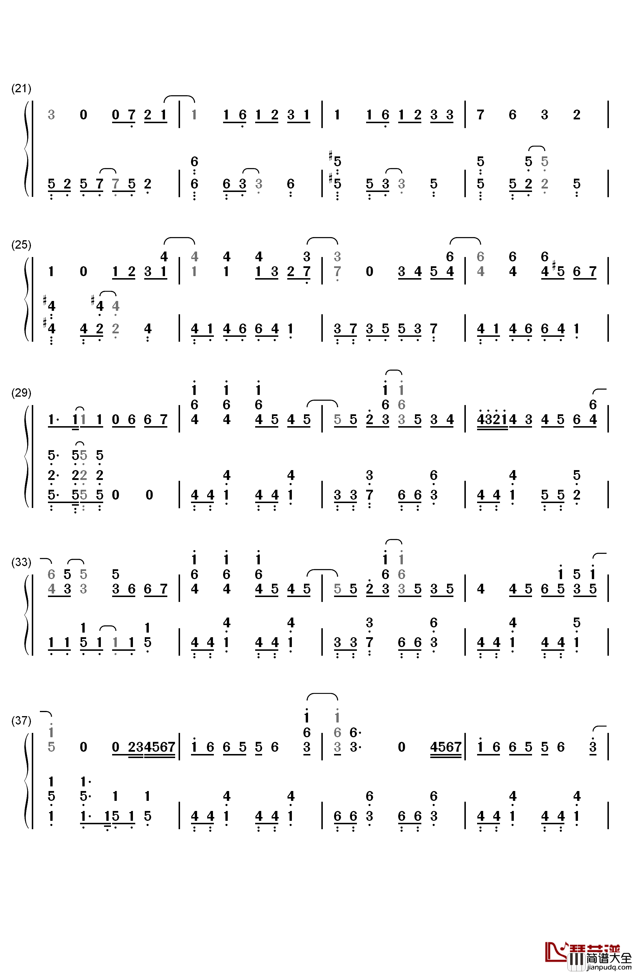 Jungle_P钢琴简谱_数字双手_5050