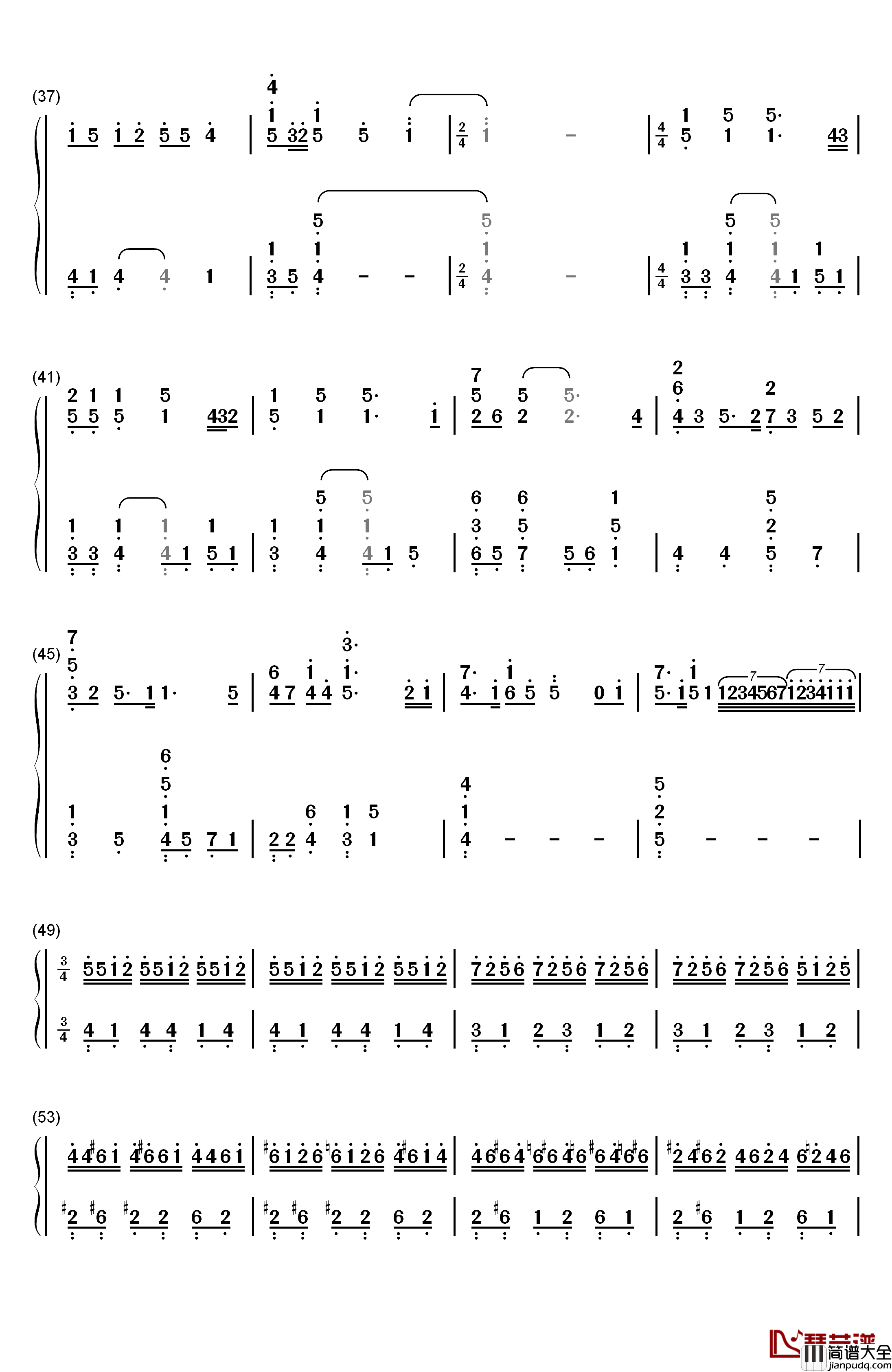 ウィアートル钢琴简谱_数字双手_Rionos