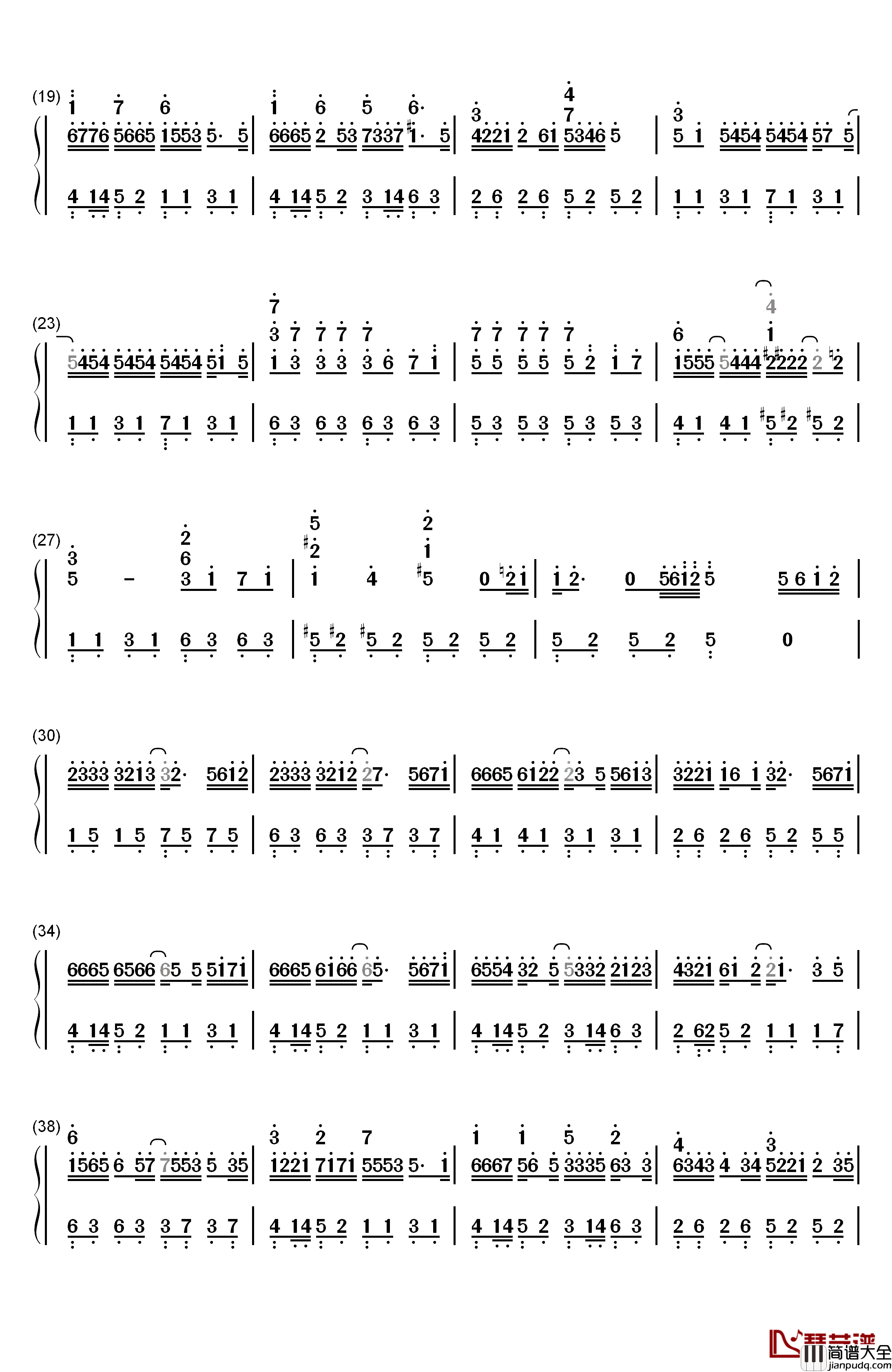 钟无艳钢琴简谱_数字双手_谢安琪