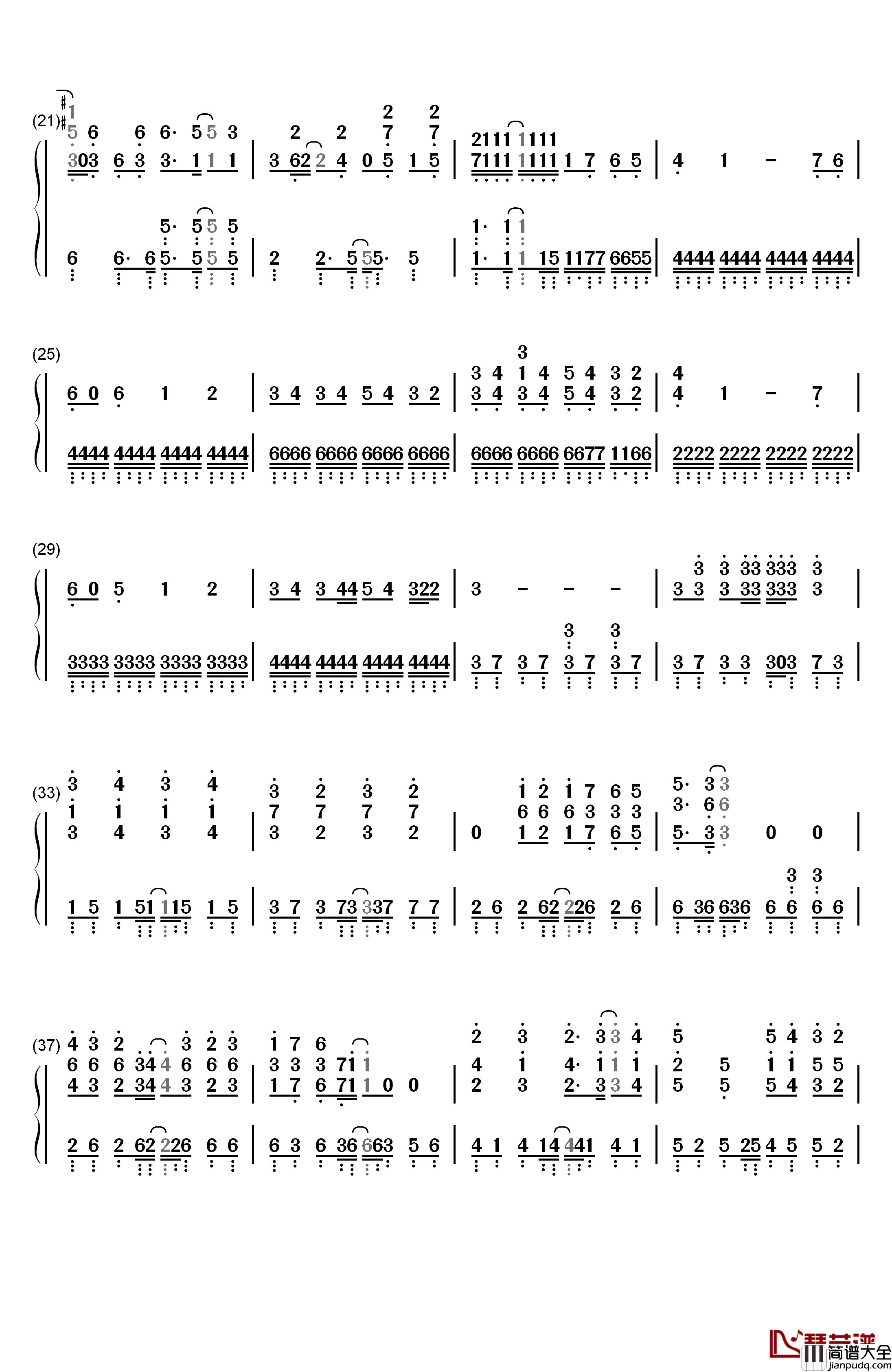 Sentimental_Generation钢琴简谱_数字双手_时东亚美