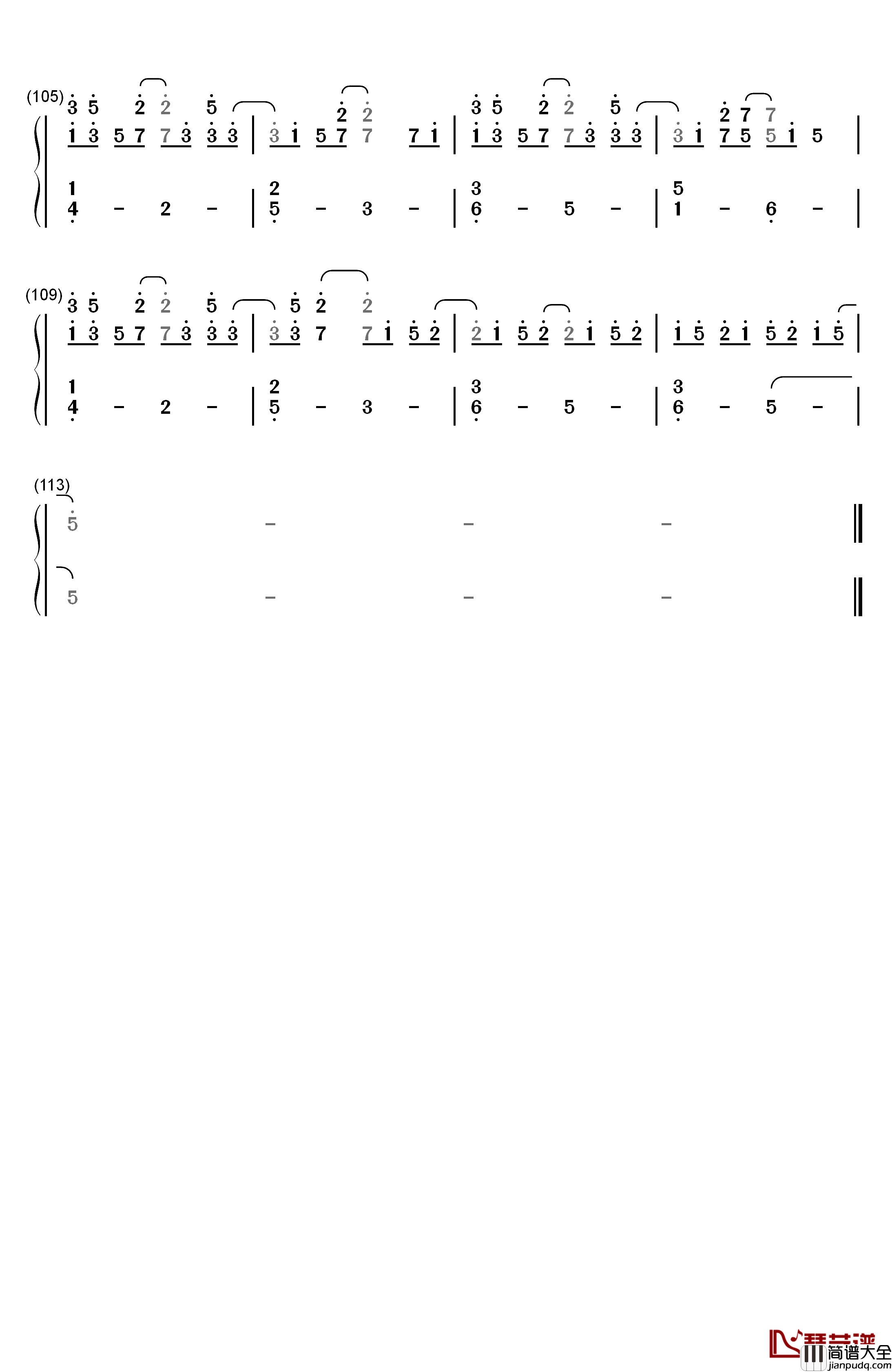 China钢琴简谱_数字双手_徐梦圆