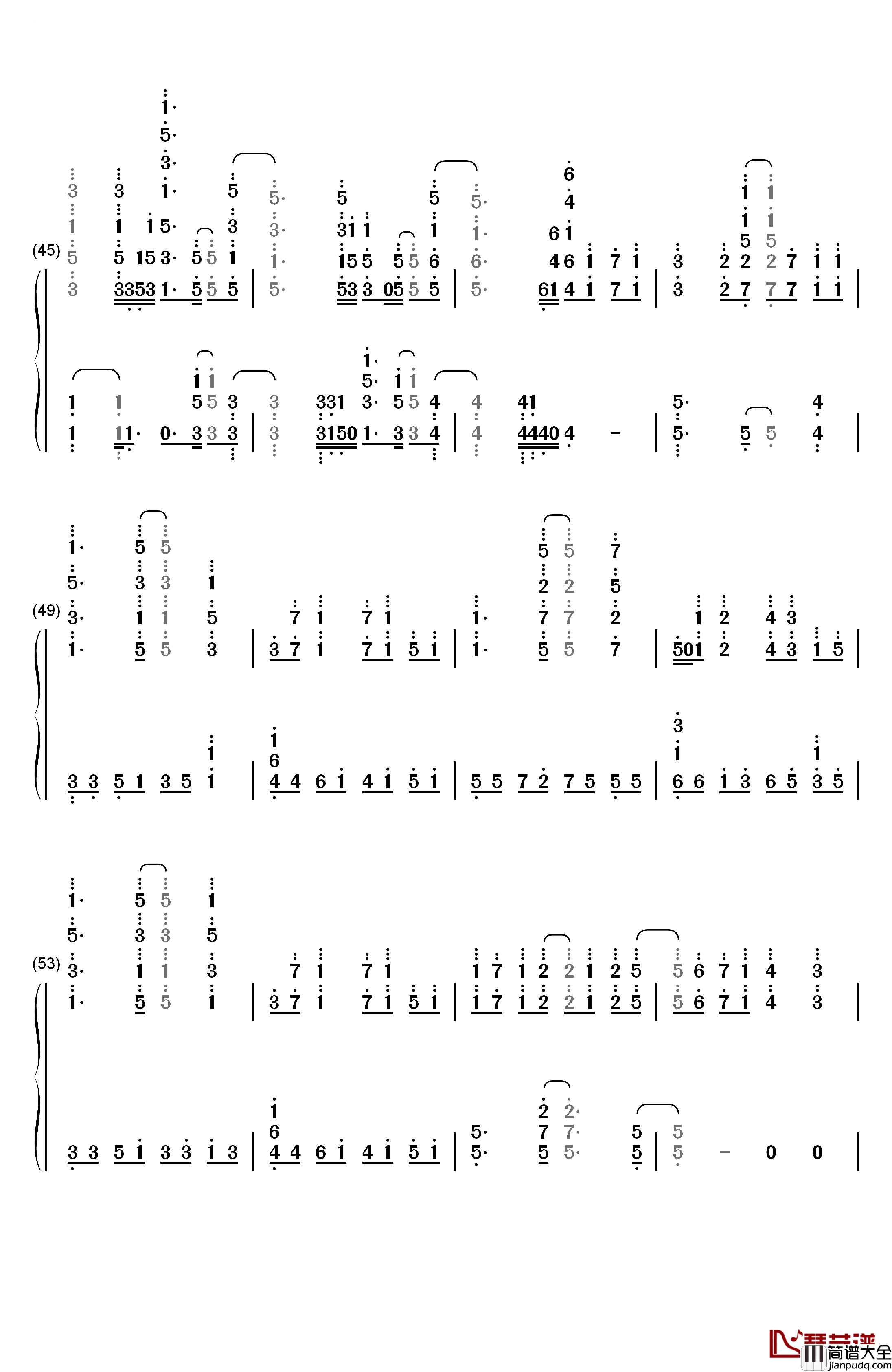 Overfly钢琴简谱_数字双手_春奈露娜