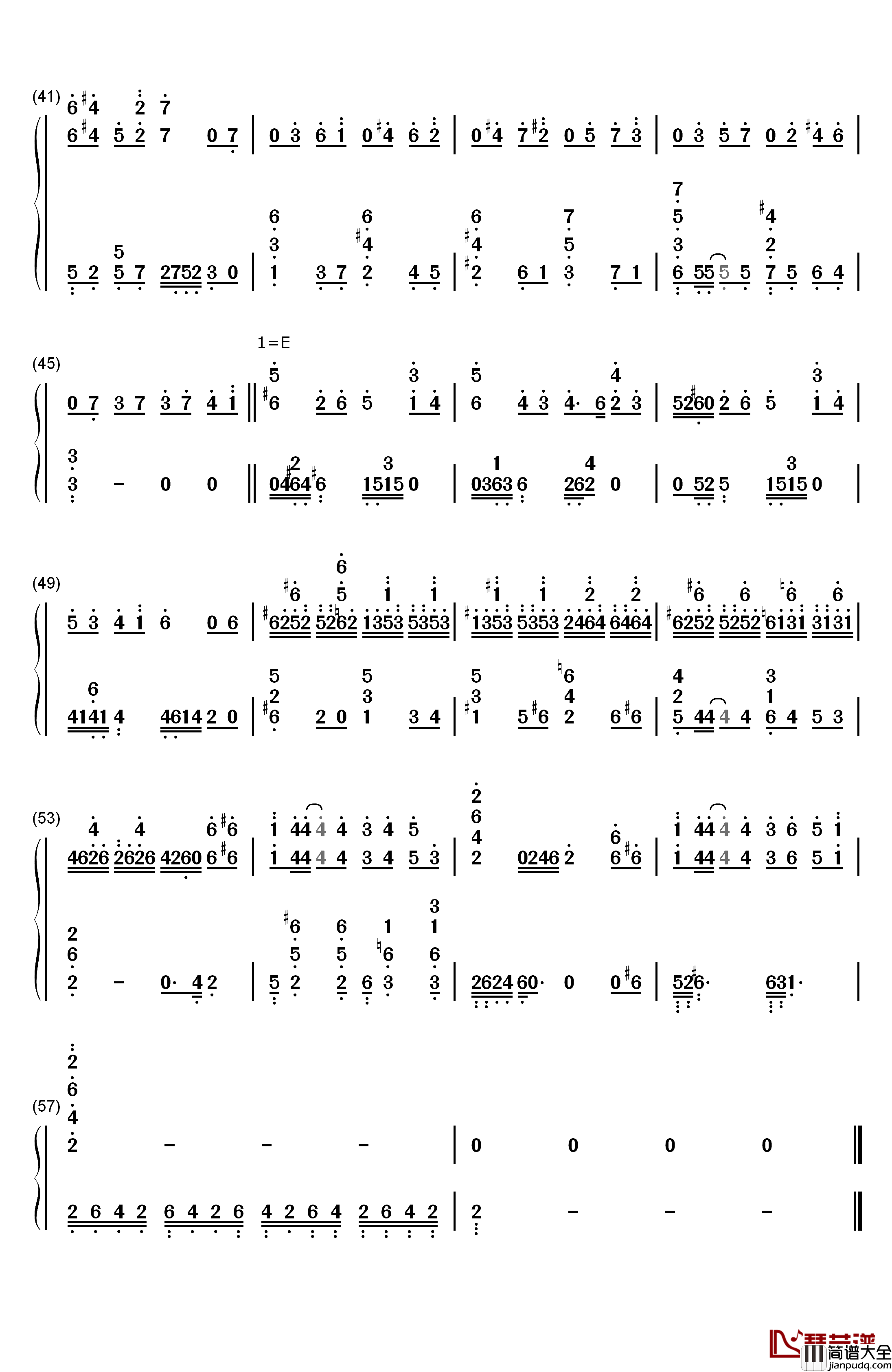 Unfinished钢琴简谱_数字双手_KOTOKO