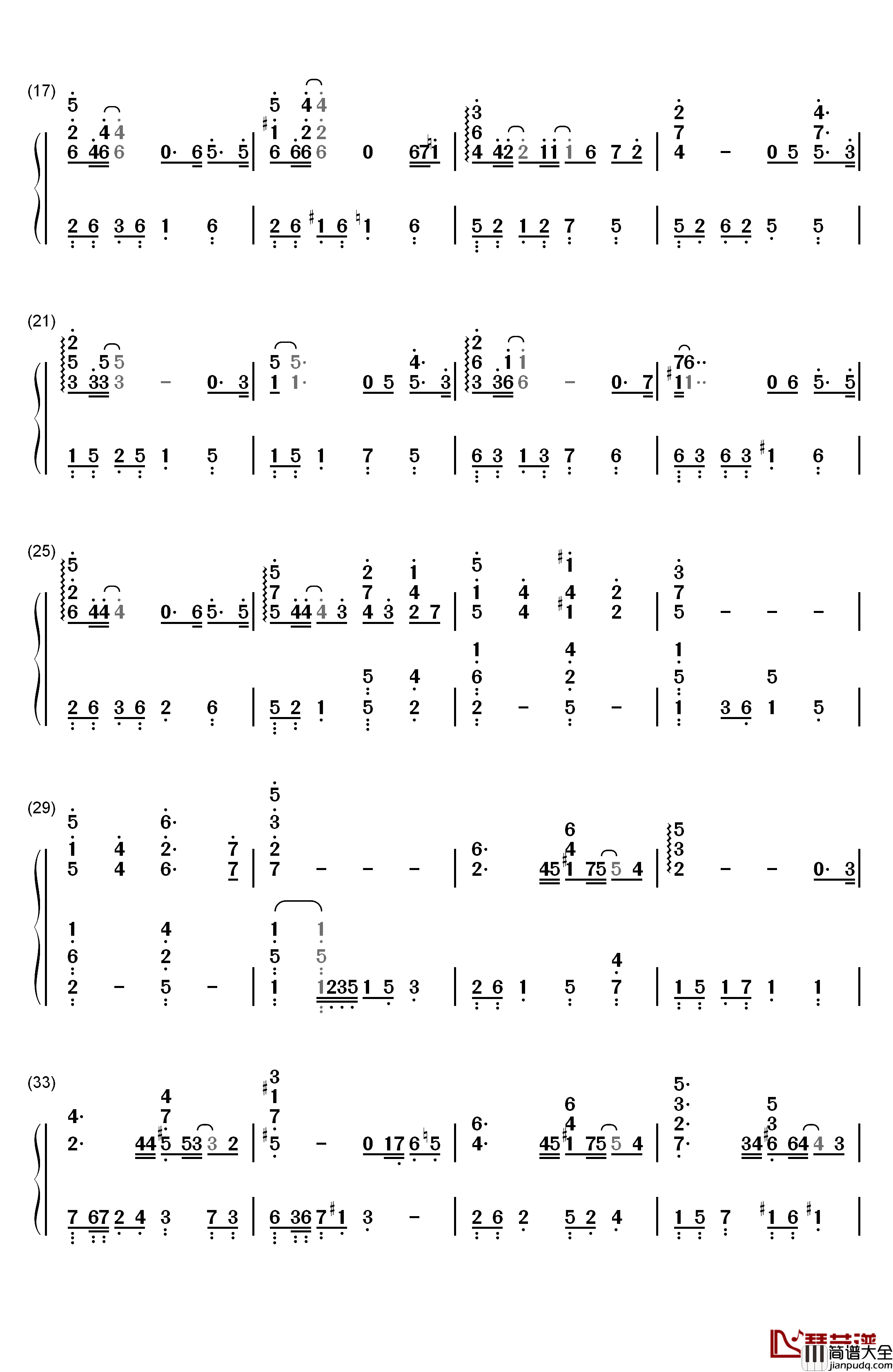 My_Destiny钢琴简谱_数字双手_Lyn