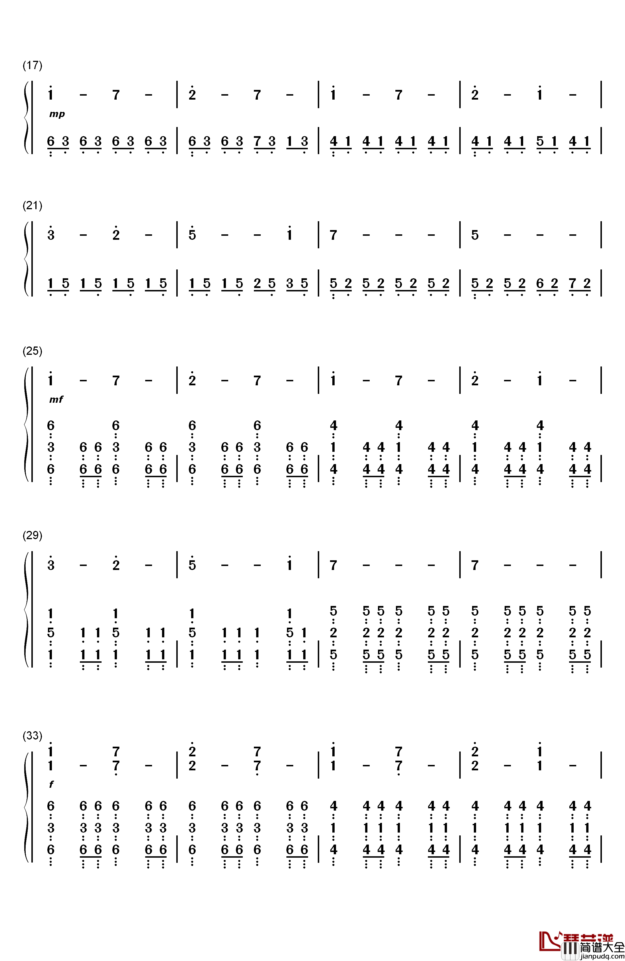 Rise钢琴简谱_数字双手_John_Dreamer