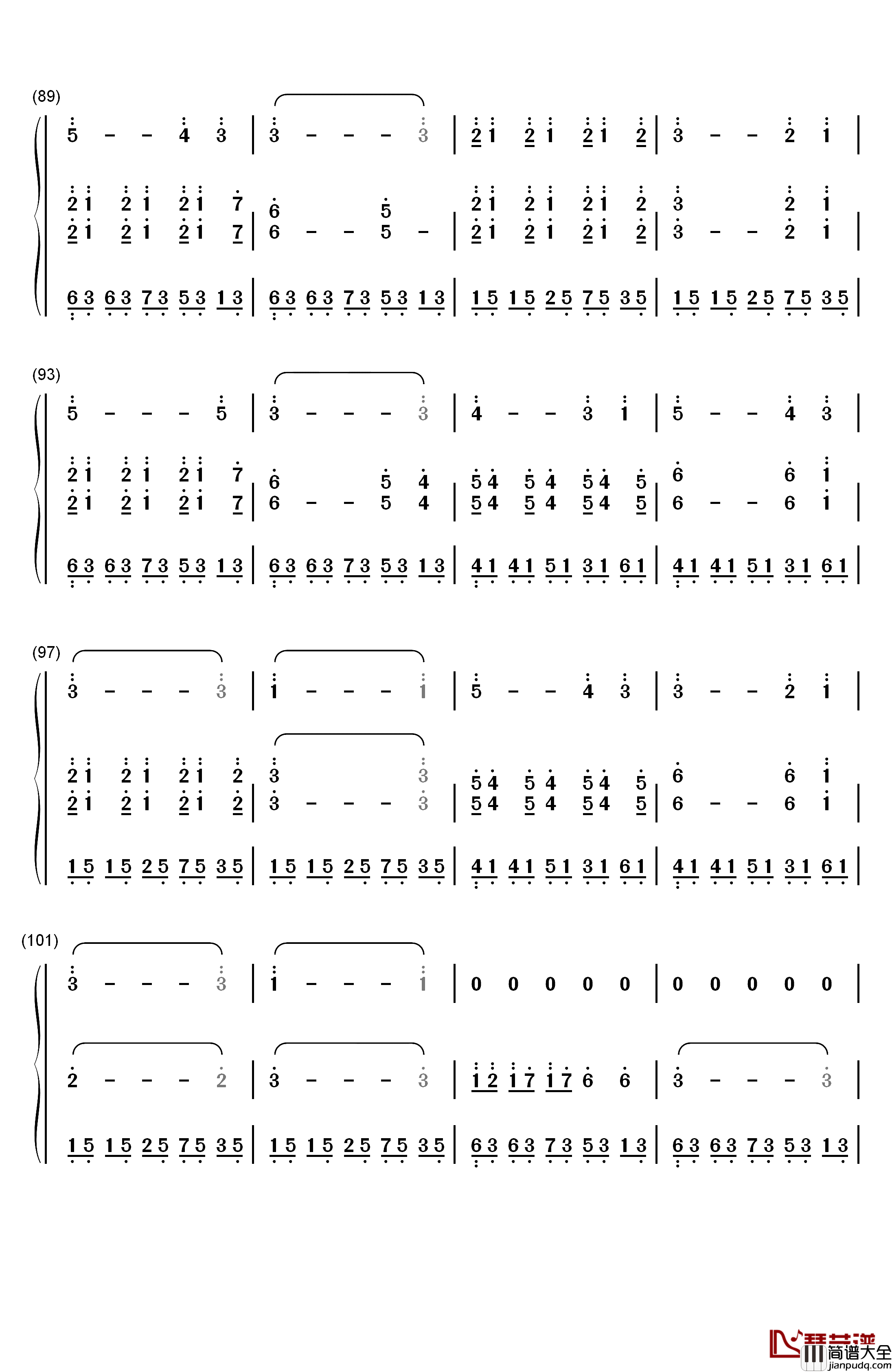 Wind钢琴简谱_数字双手_Brian_Crain