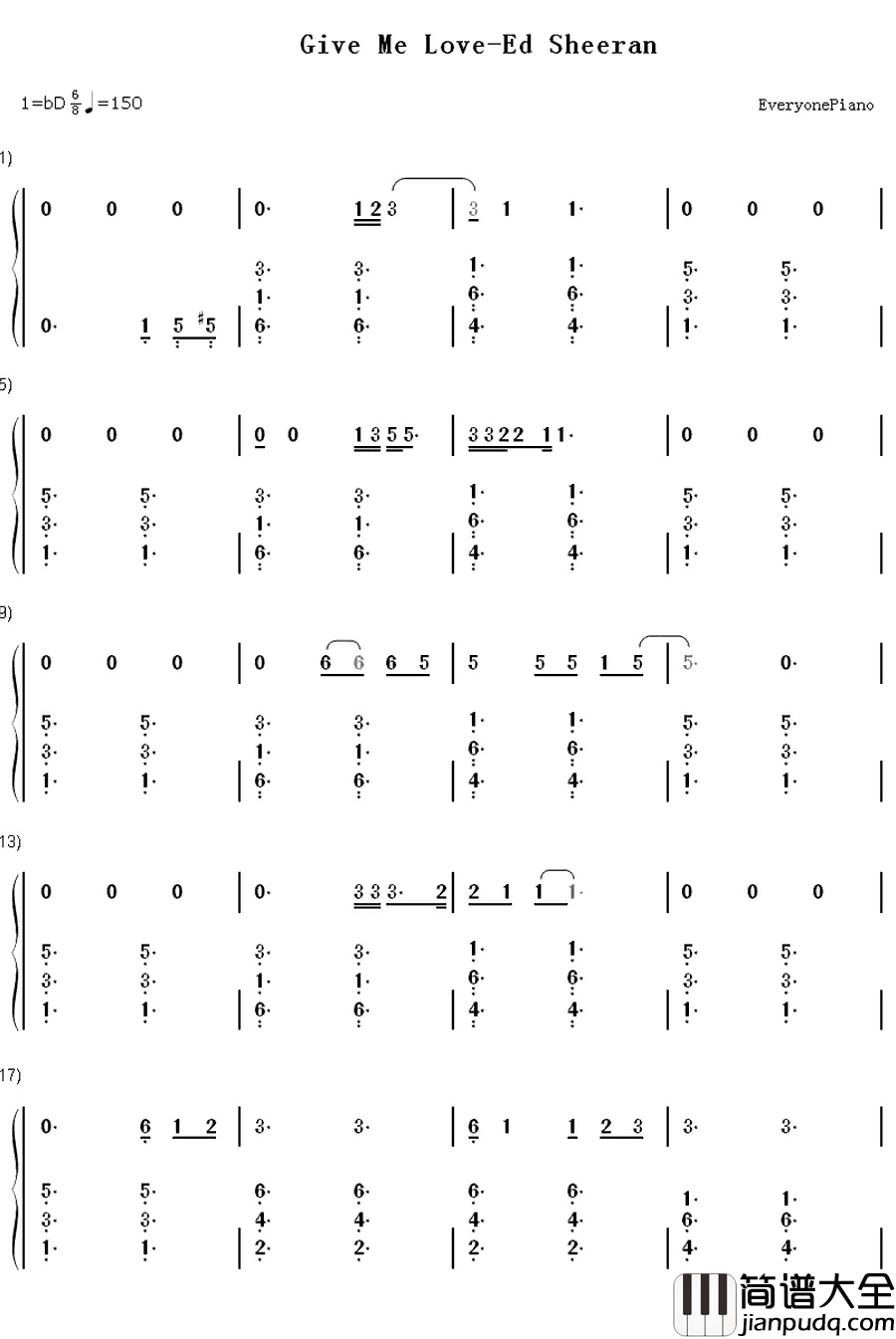Give_Me_Love钢琴简谱_数字双手_Ed_Sheeran