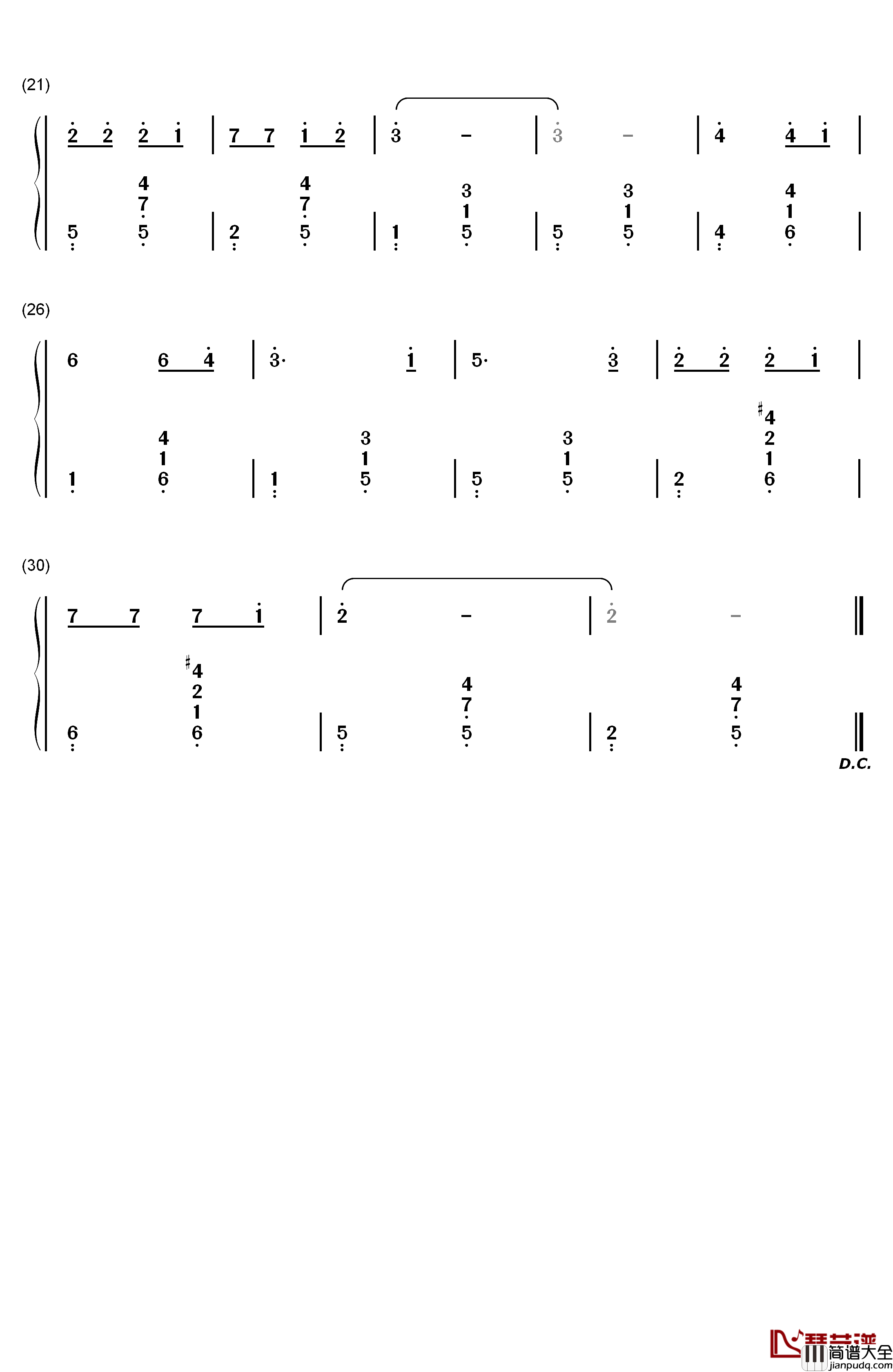 清晨钢琴简谱_数字双手_沈小岑
