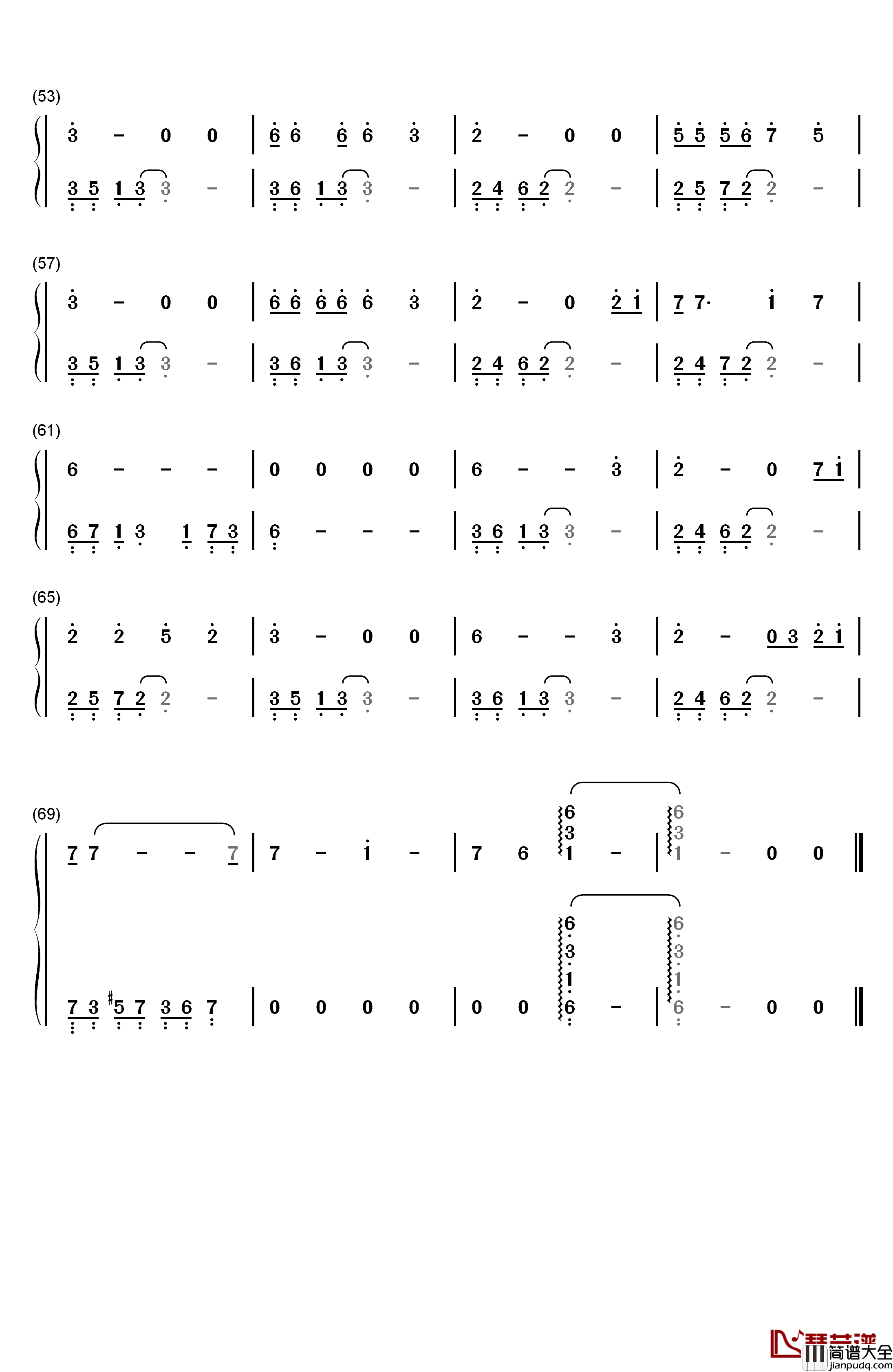 一万个舍不得钢琴简谱_数字双手_庄心妍