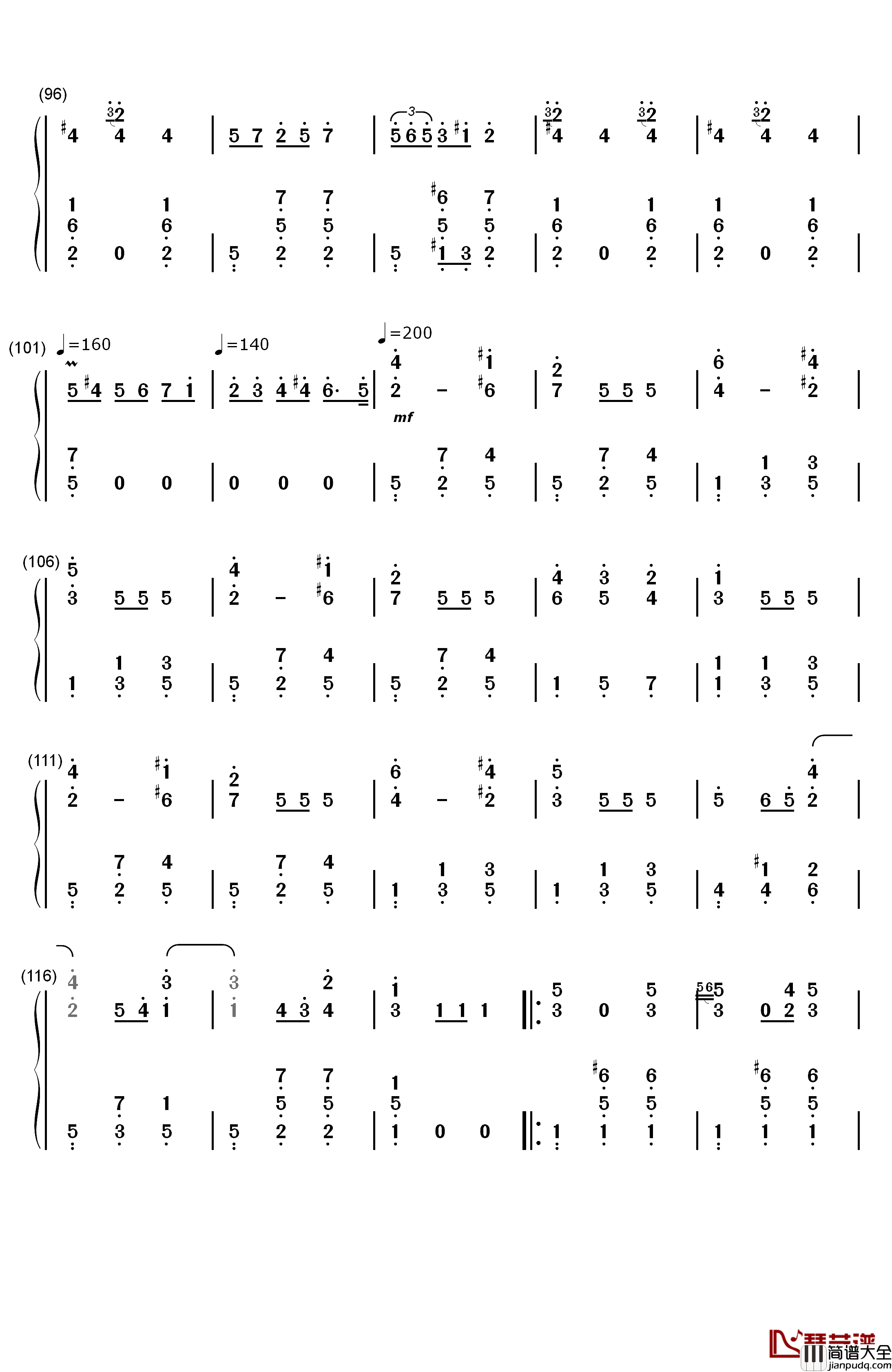 华丽大圆舞曲钢琴简谱_数字双手_肖邦