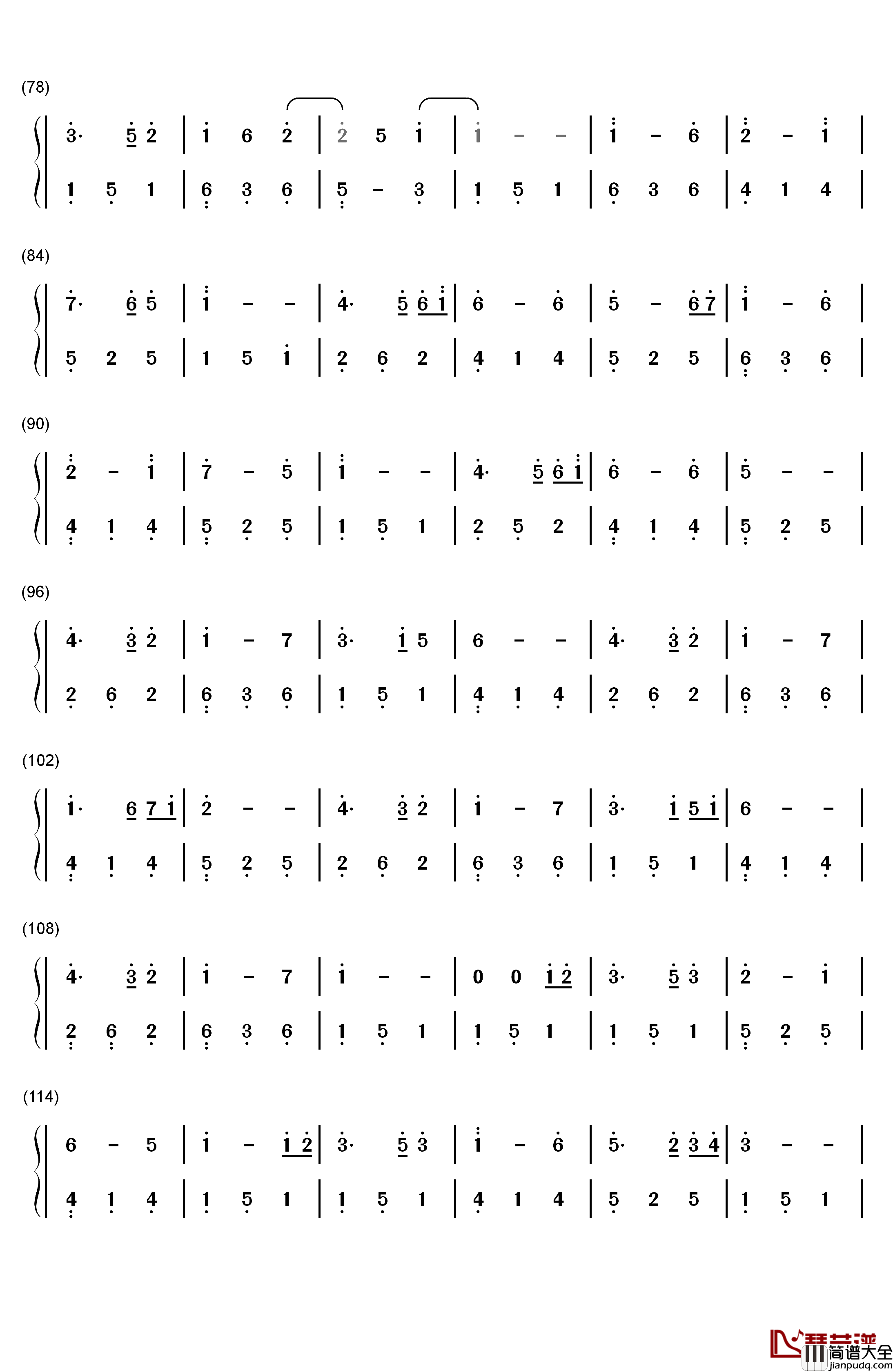 月光水岸钢琴简谱_数字双手_班得瑞