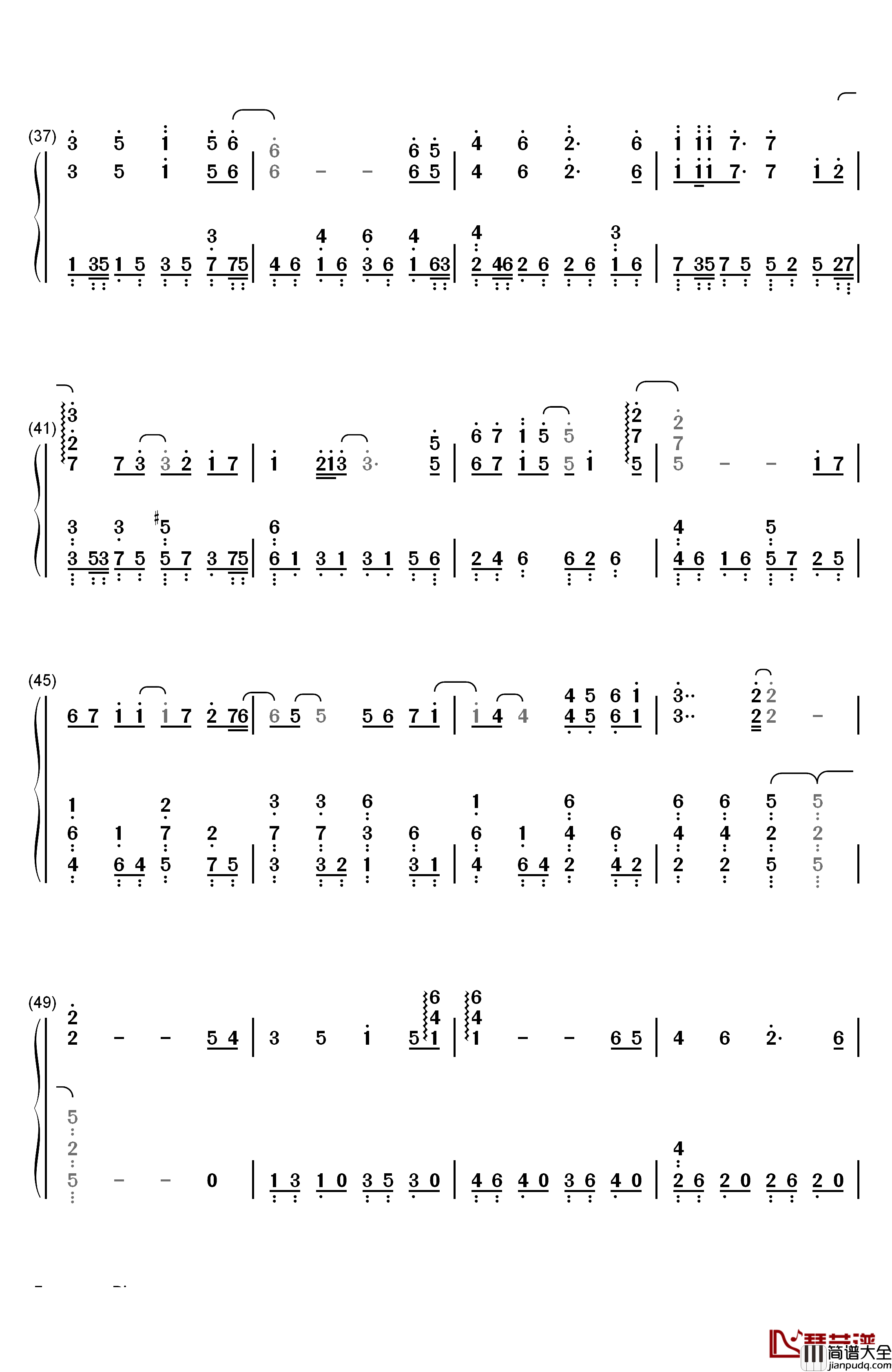 唯一的人钢琴简谱_数字双手_金炯秀(K.Will)