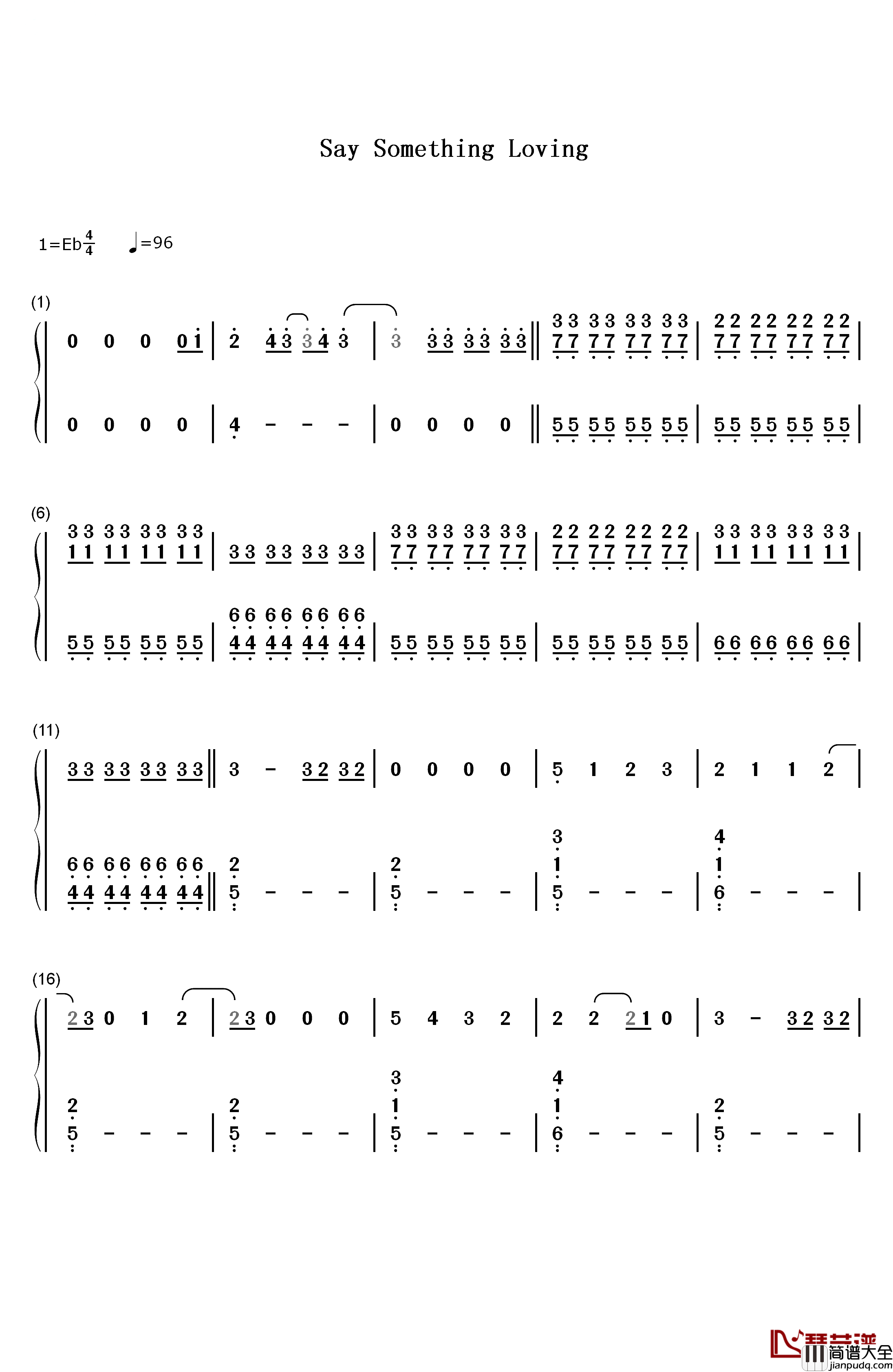 Say_Something_Loving钢琴简谱_数字双手_The_XX