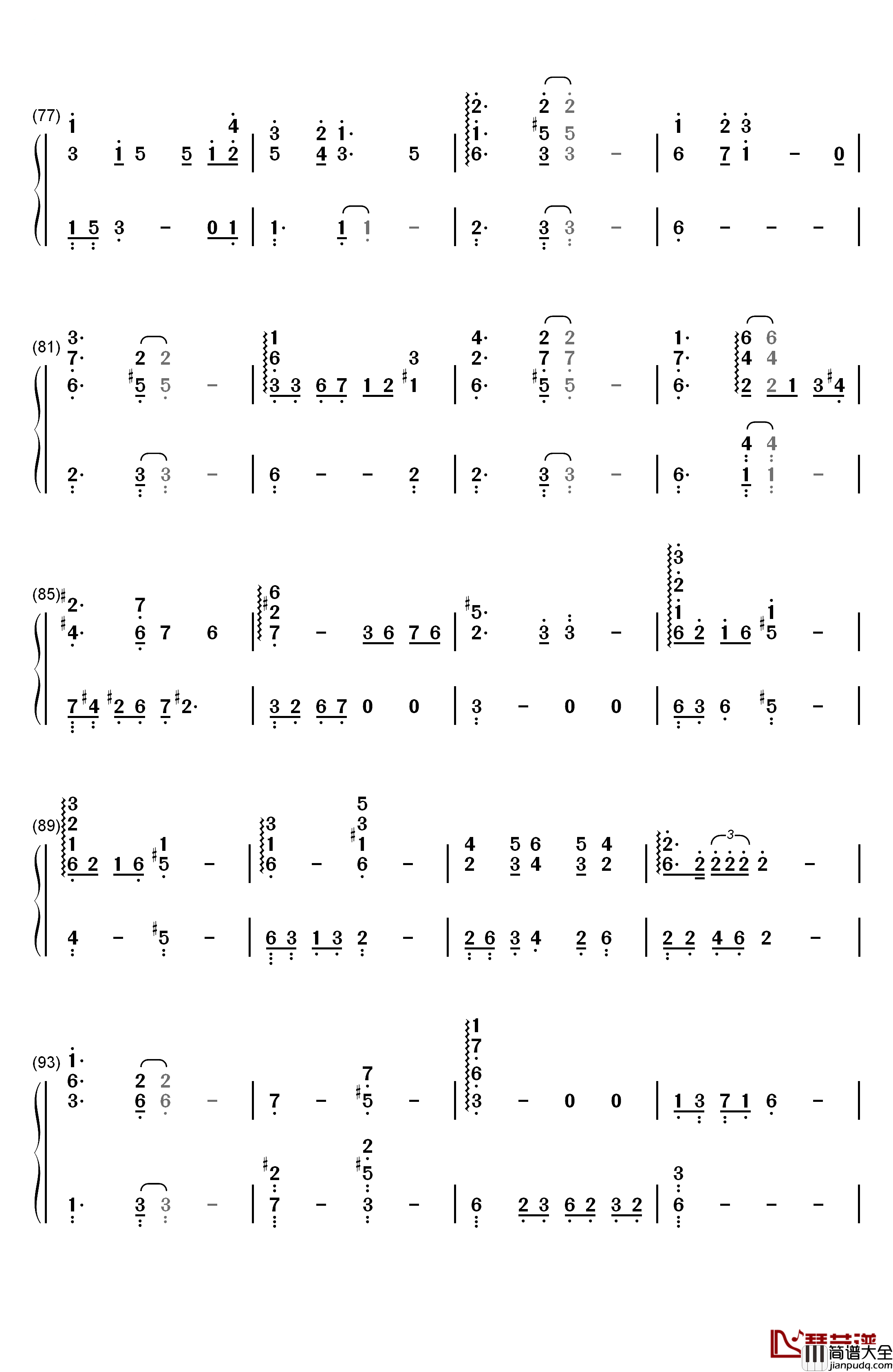 春の風钢琴简谱_数字双手_手嶌葵