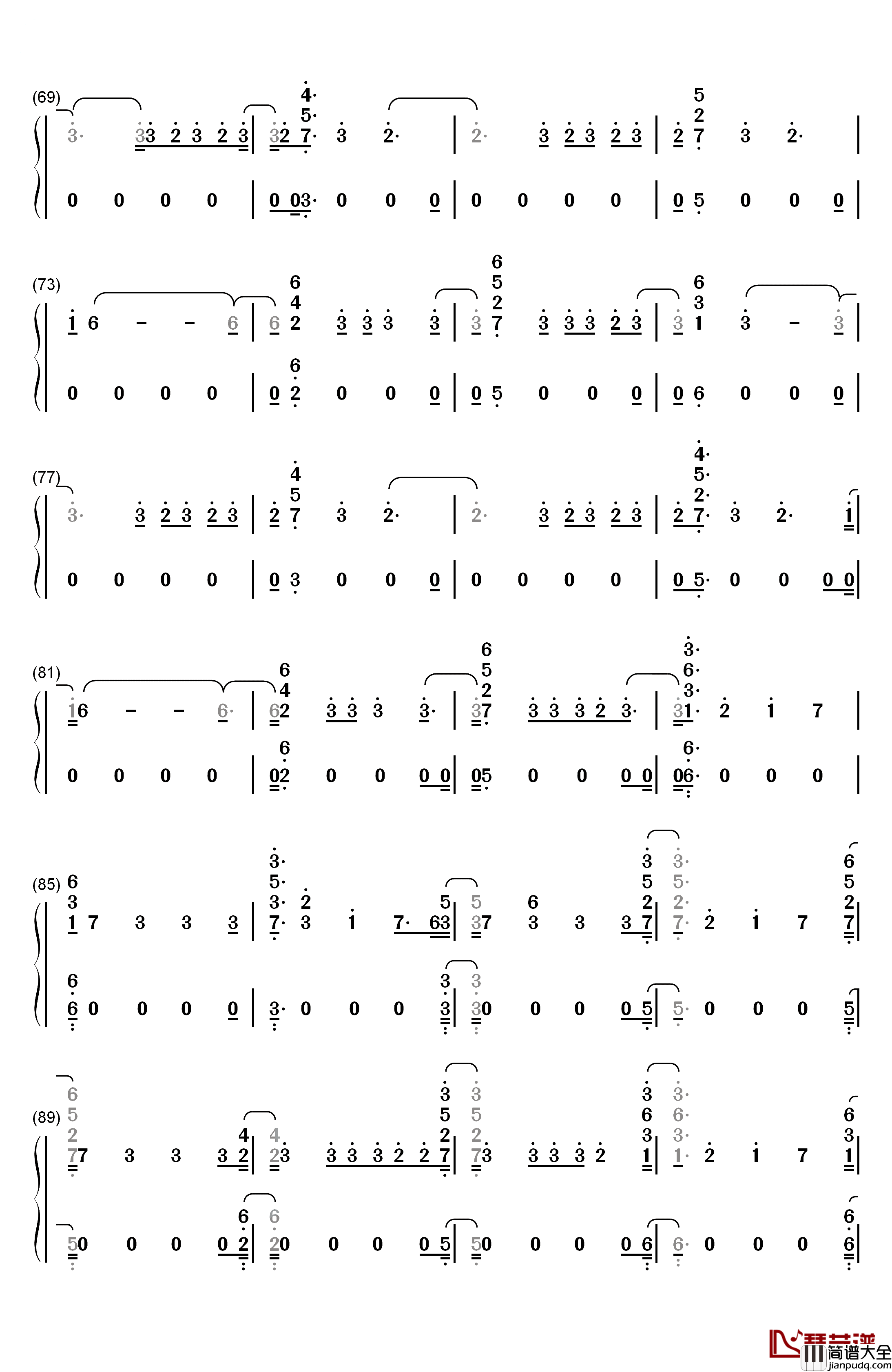 Genius钢琴简谱_数字双手_LSD
