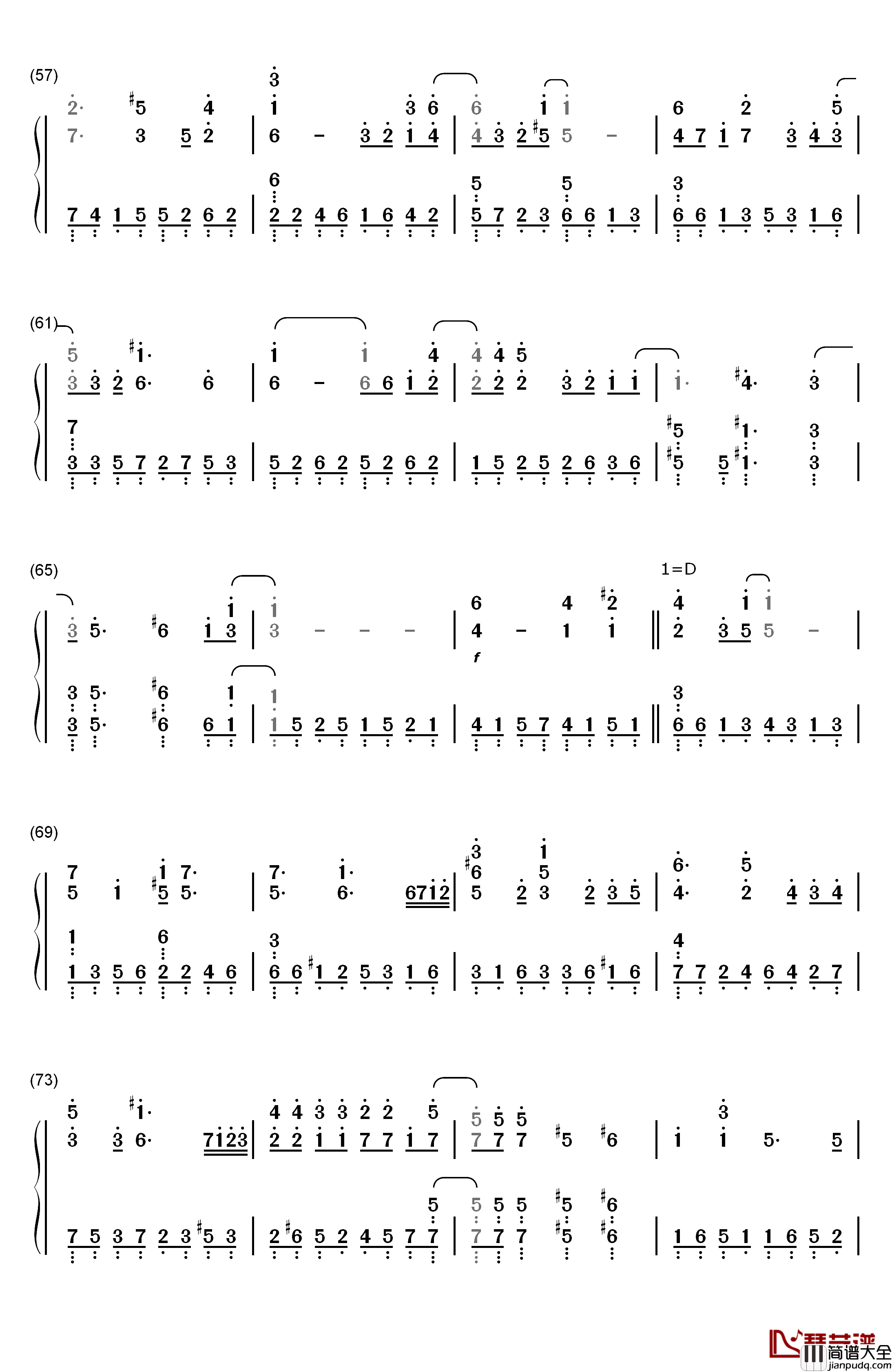 Star!!钢琴简谱_数字双手_田中秀和