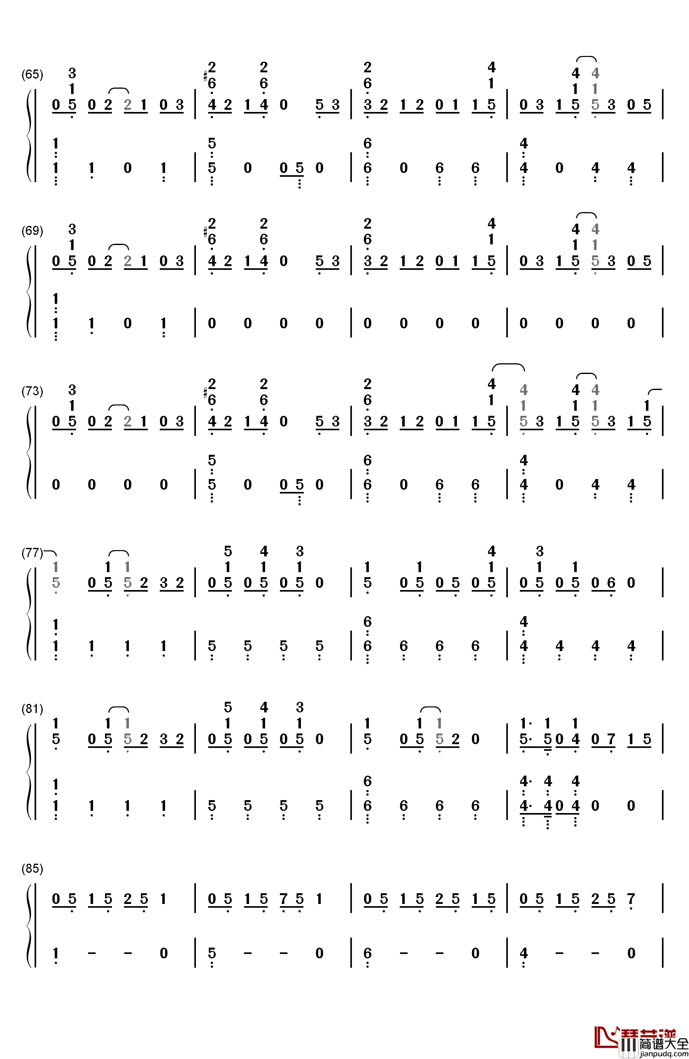 Love_Song_钢琴简谱_数字双手_BigBang