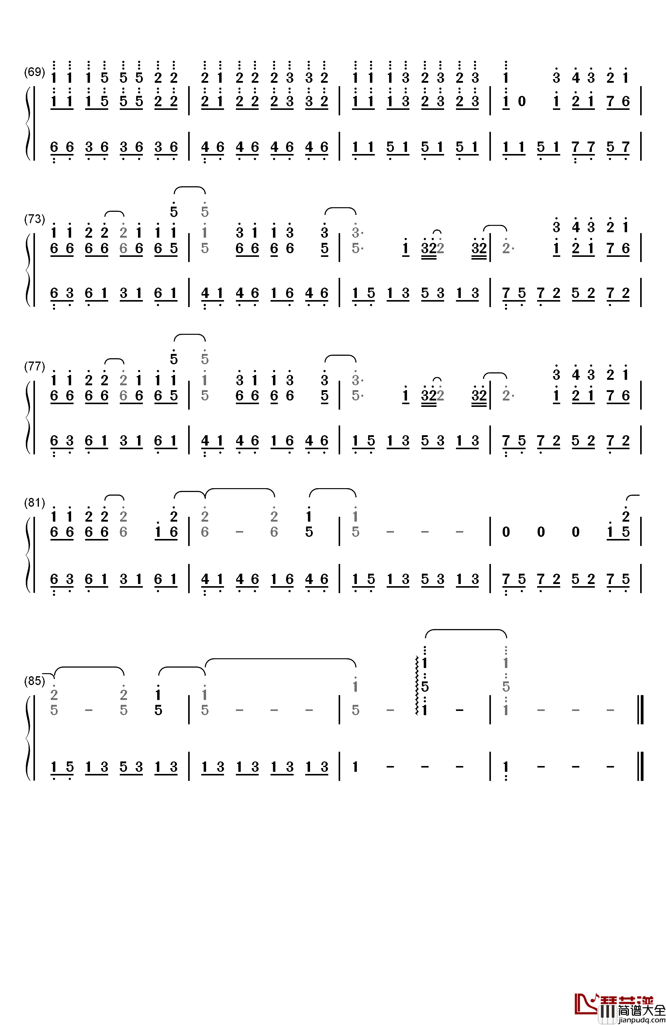 One_More_Light钢琴简谱_数字双手_Linkin_Park