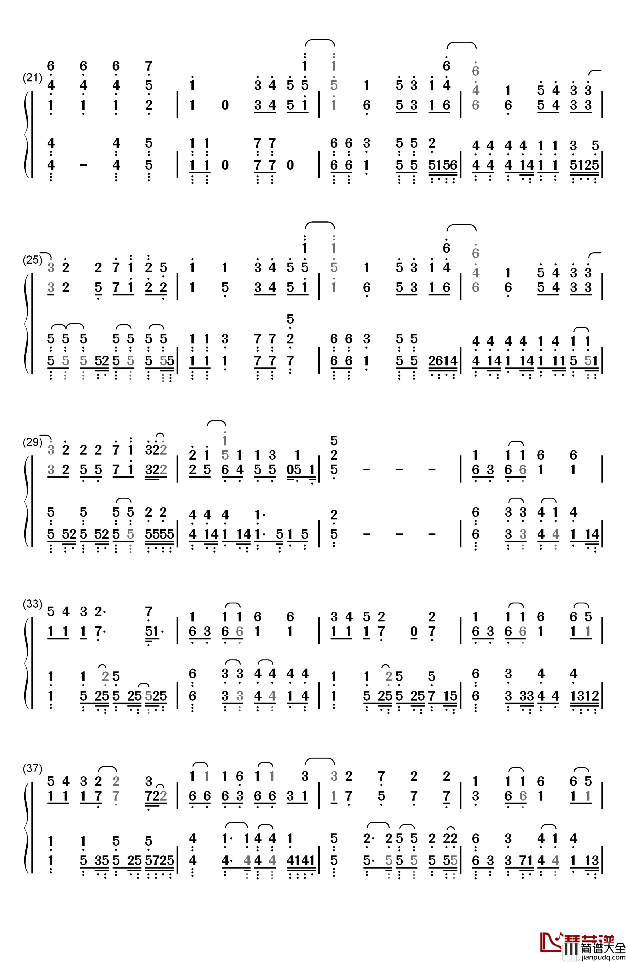 21_Guns钢琴简谱_数字双手_Green_Day__绿日乐队