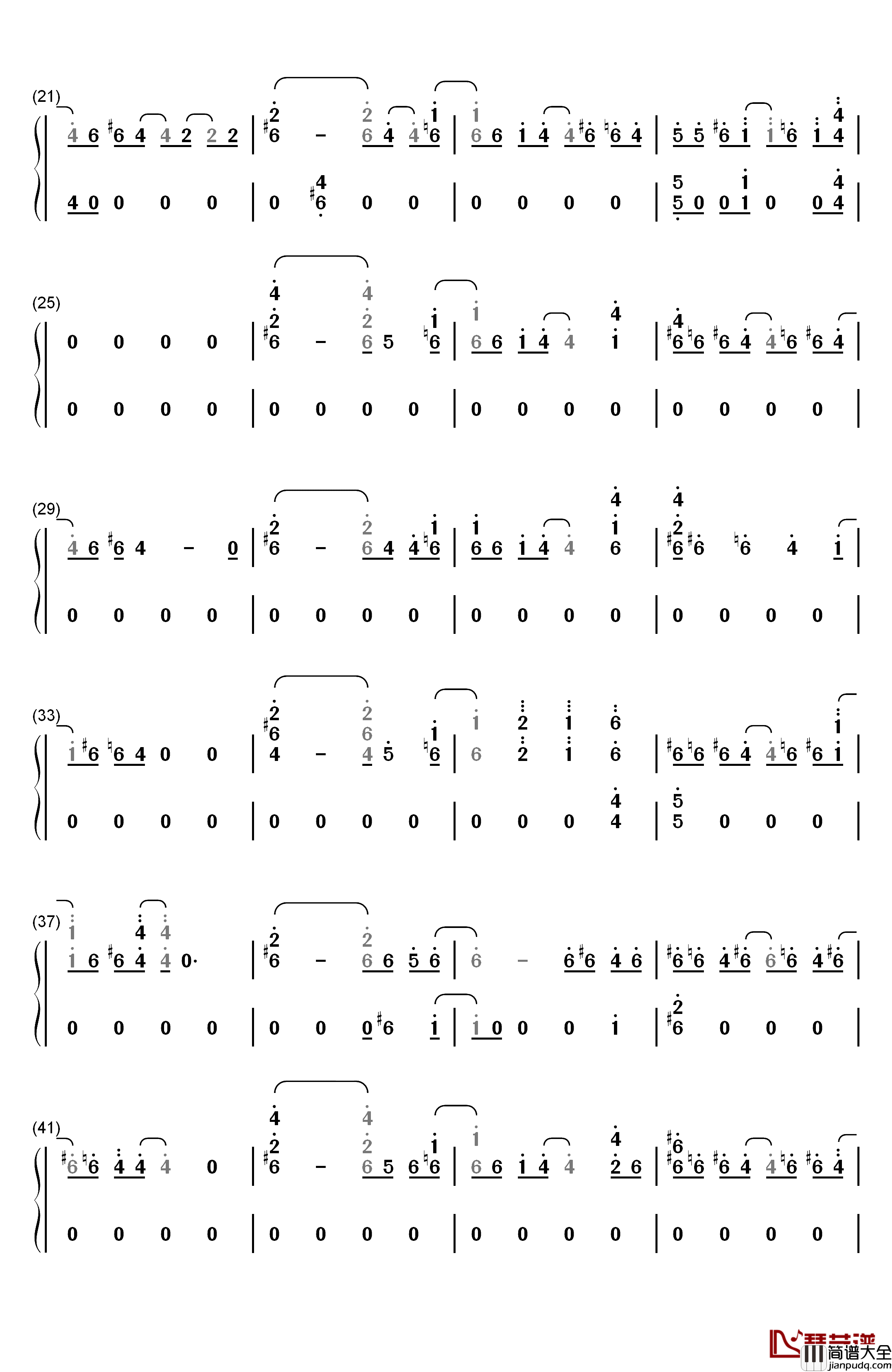Loveless钢琴简谱_数字双手_山下智久