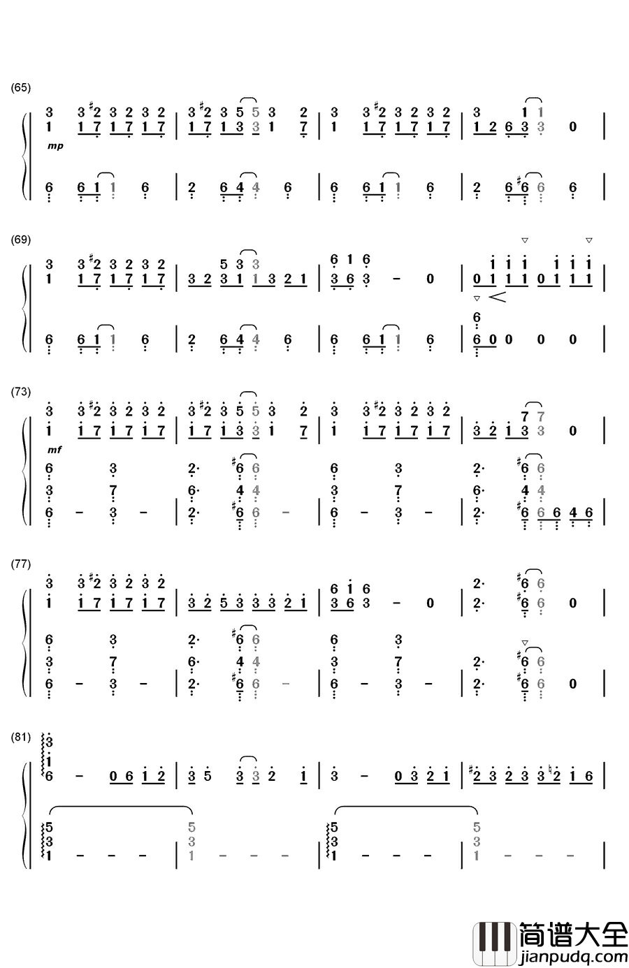 アウターサイエンス钢琴简谱_数字双手_IA