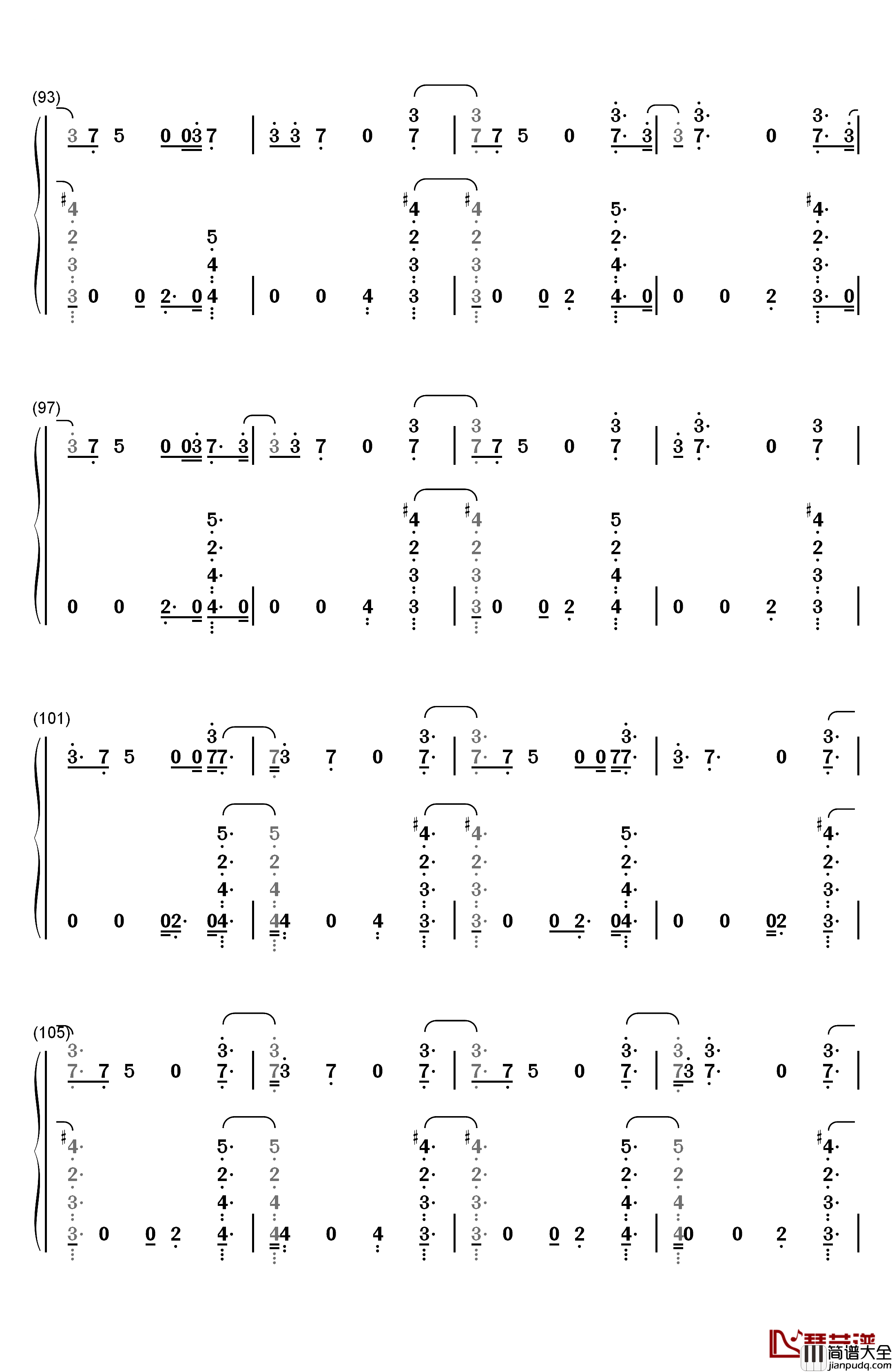 Already_Won钢琴简谱_数字双手_Kehlani