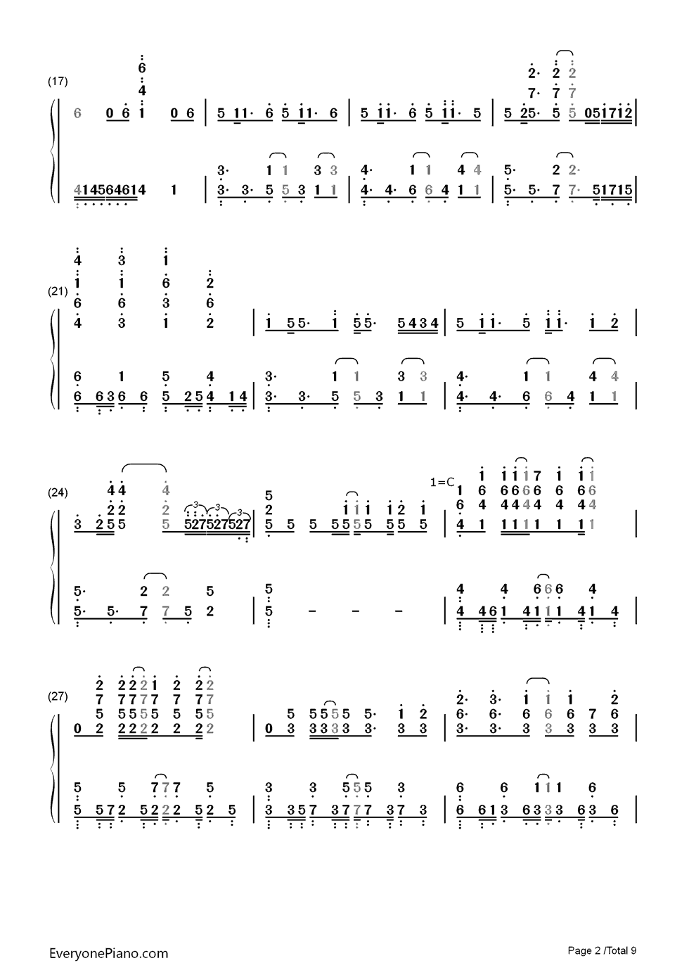 虹を編めたら钢琴简谱_数字双手_fhána