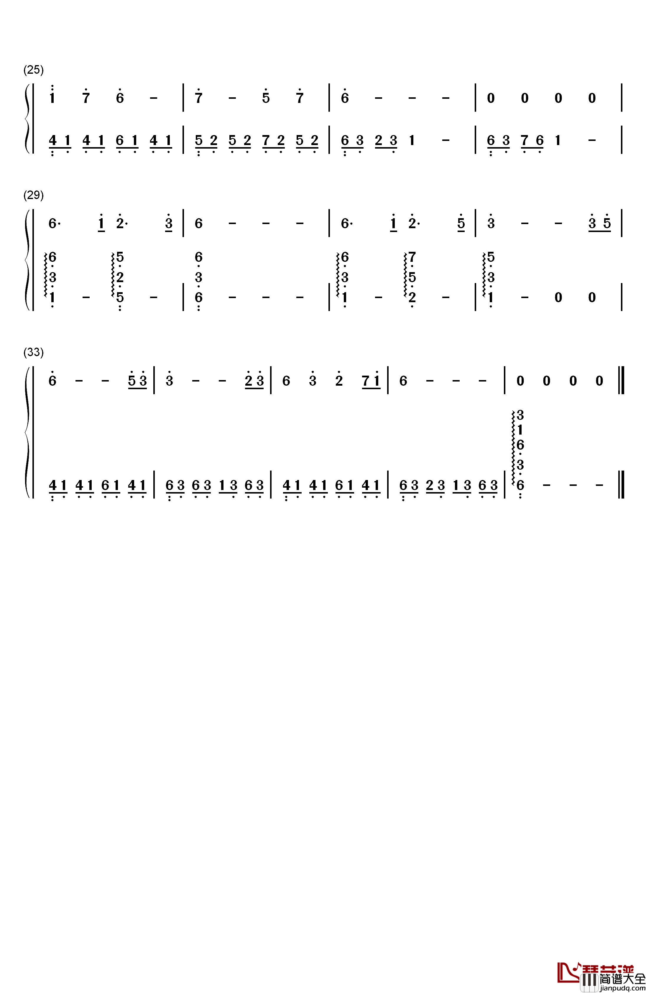 白映钢琴简谱_数字双手_高梨康治