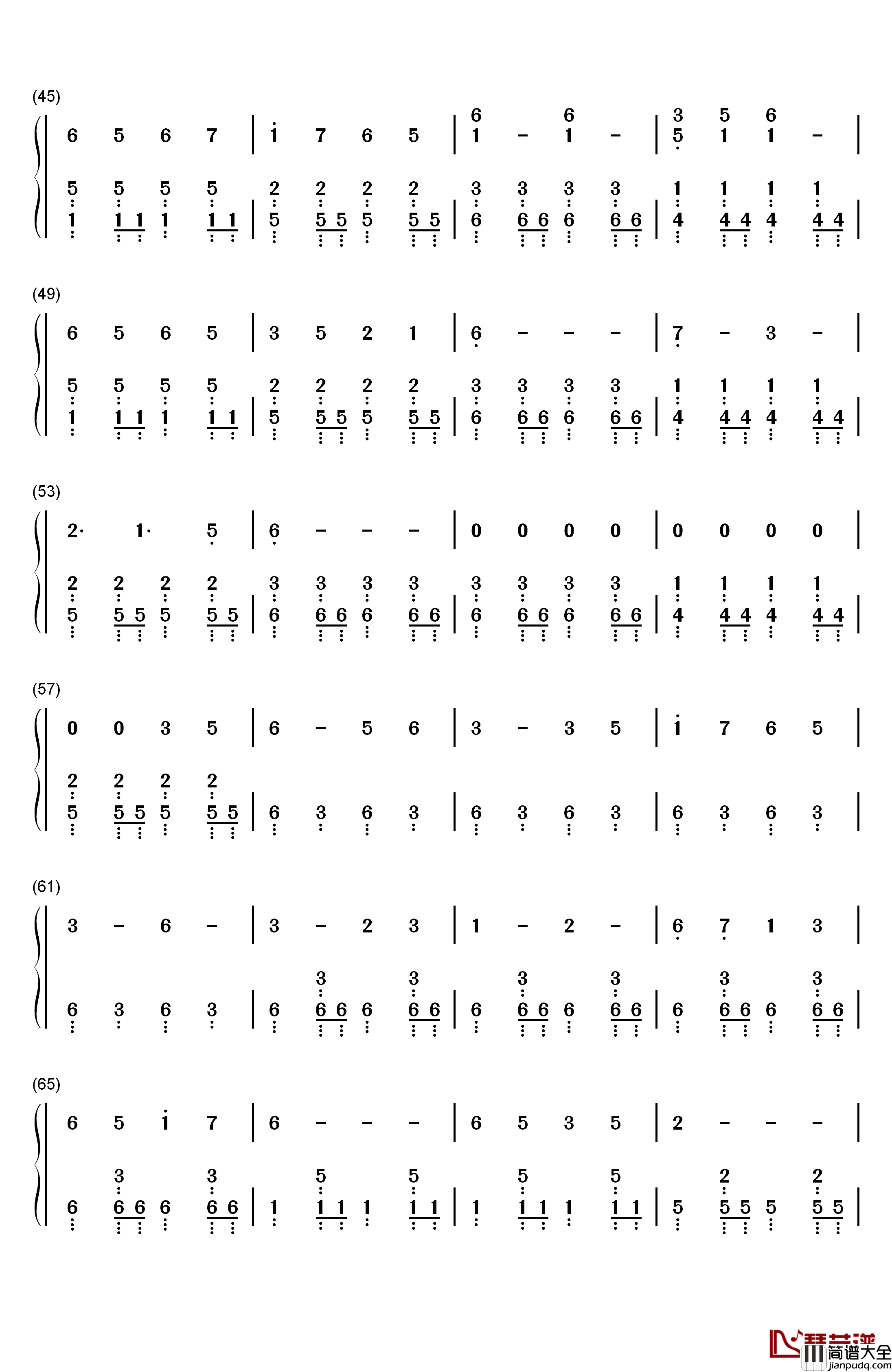 昙天钢琴简谱_数字双手_ドーズ(DOES)