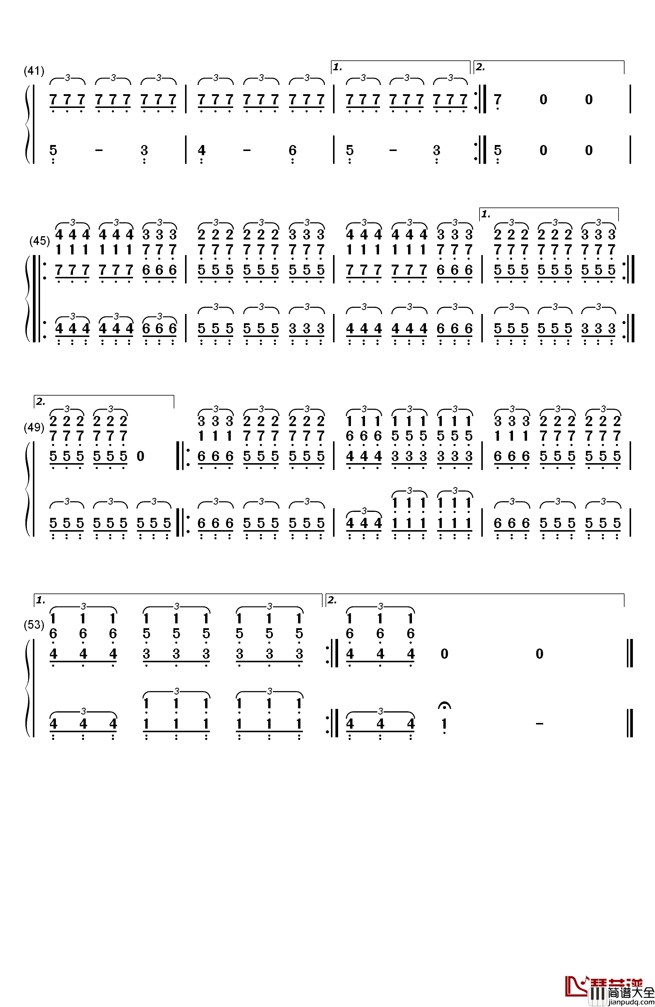 Goner钢琴简谱_数字双手_Twenty_One_Pilots
