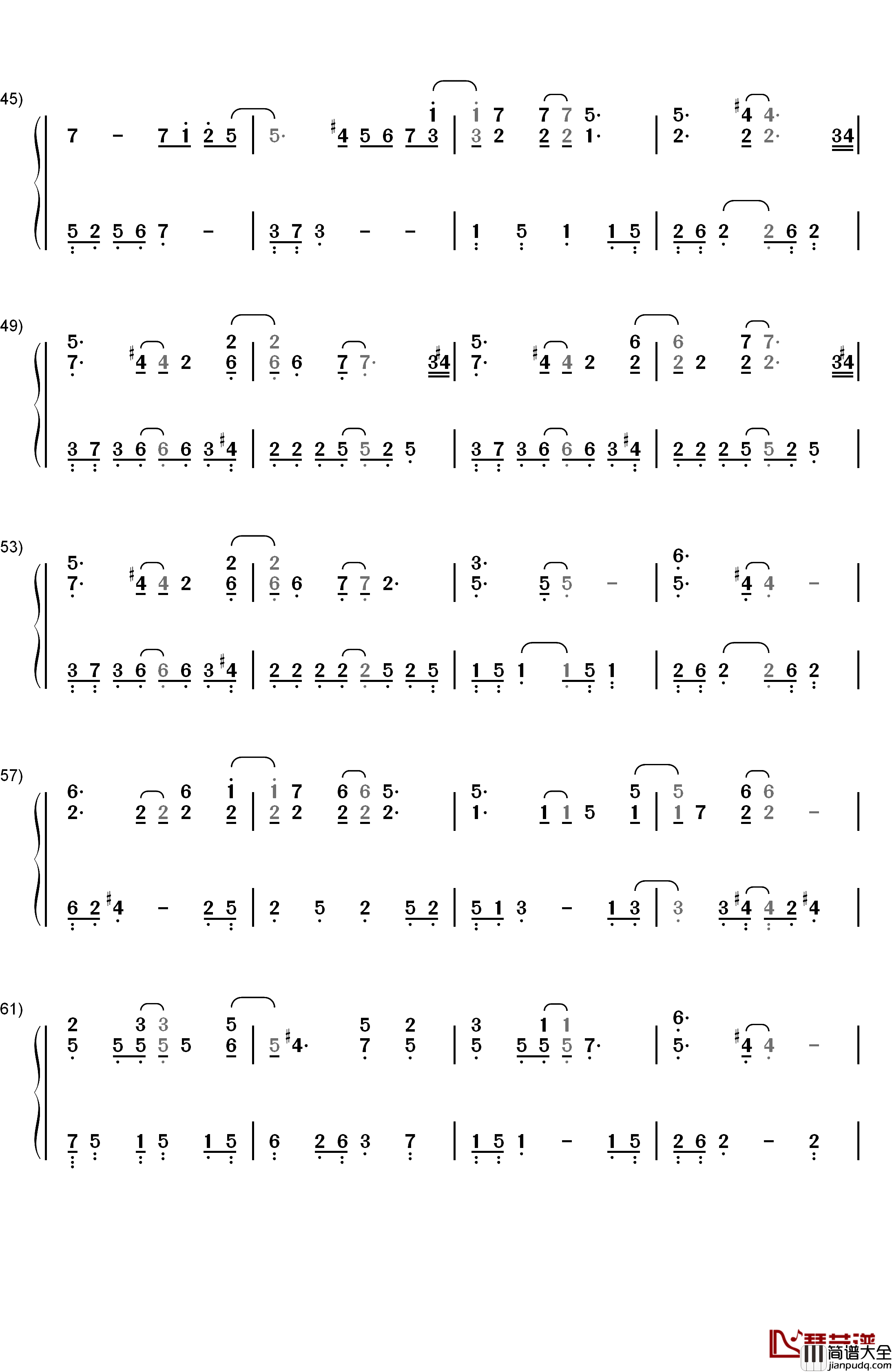 Hand_In_Hand钢琴简谱_数字双手_Steve_Haun