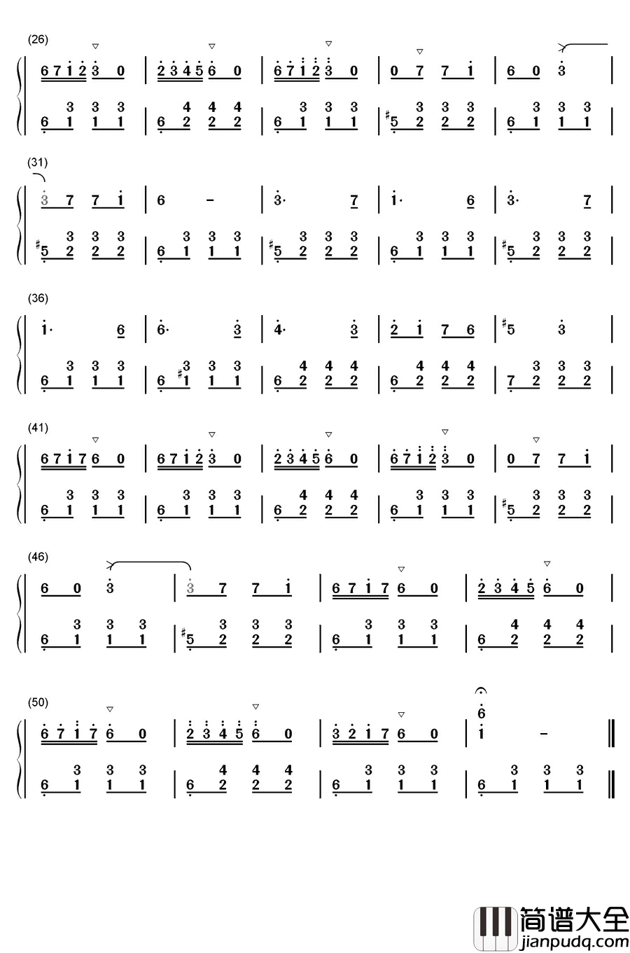 阿拉伯风格钢琴简谱_数字双手_布格缪勒