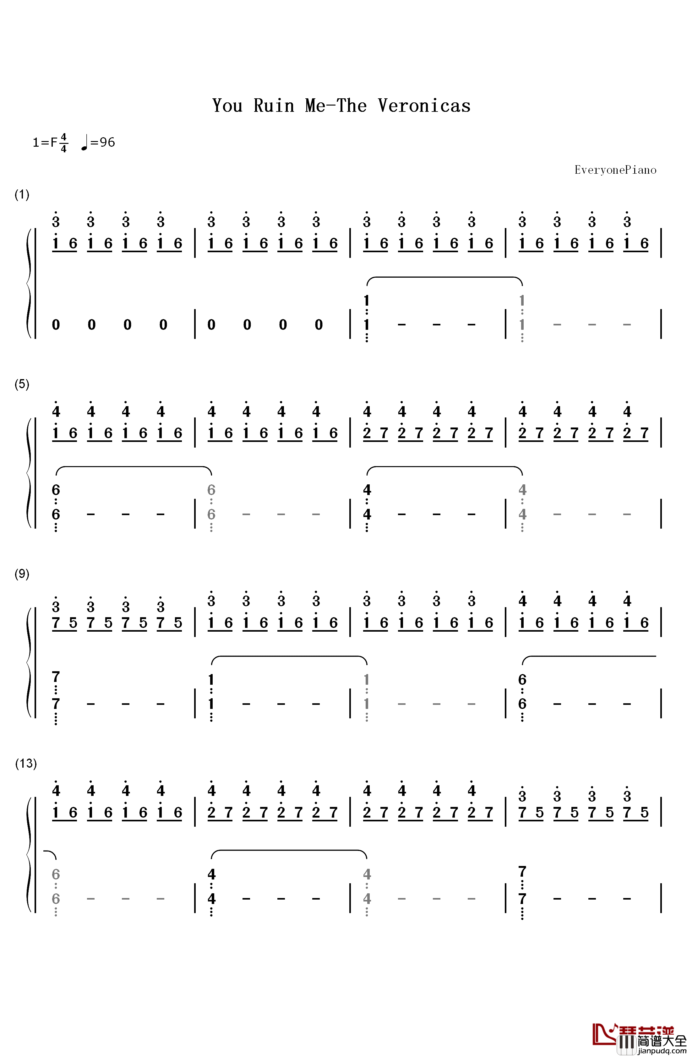 You_Ruin_Me钢琴简谱_数字双手_The_Veronicas
