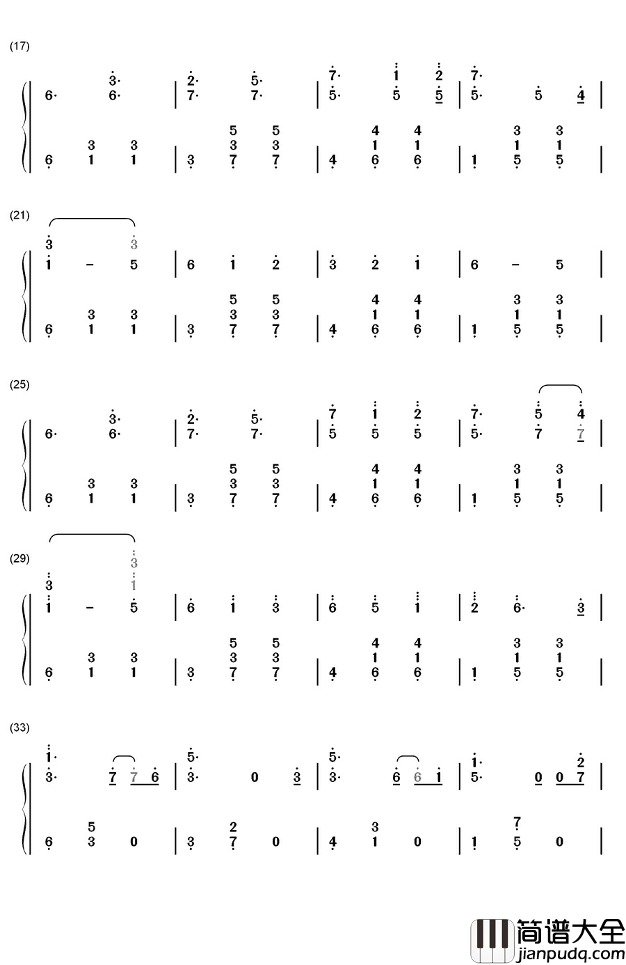 戏言スピーカー钢琴简谱_数字双手_初音ミク