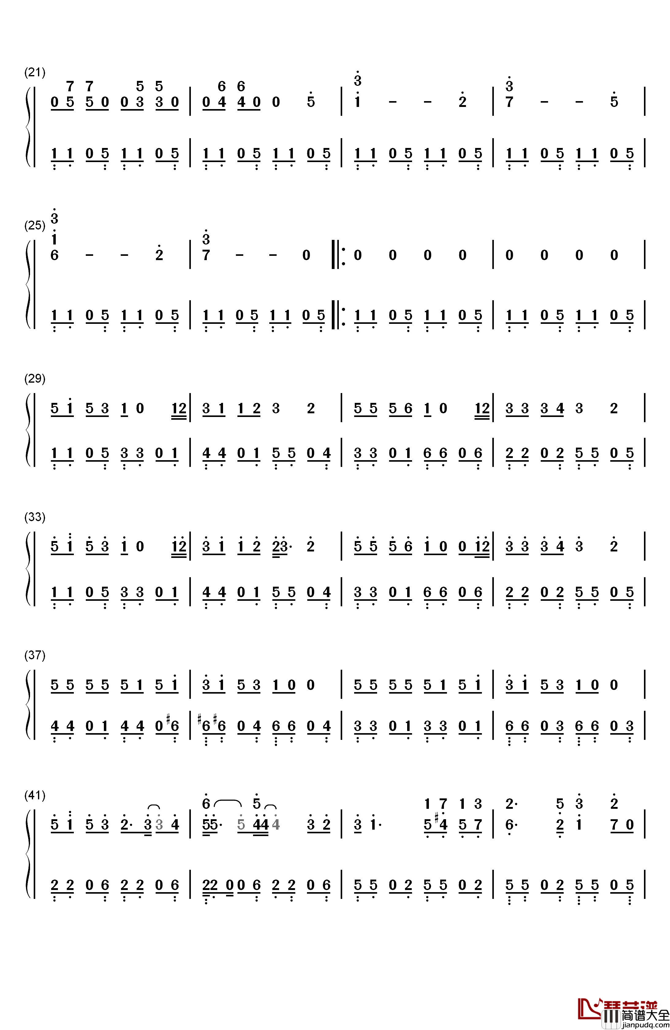 Outset_Island钢琴简谱_数字双手_永田権太