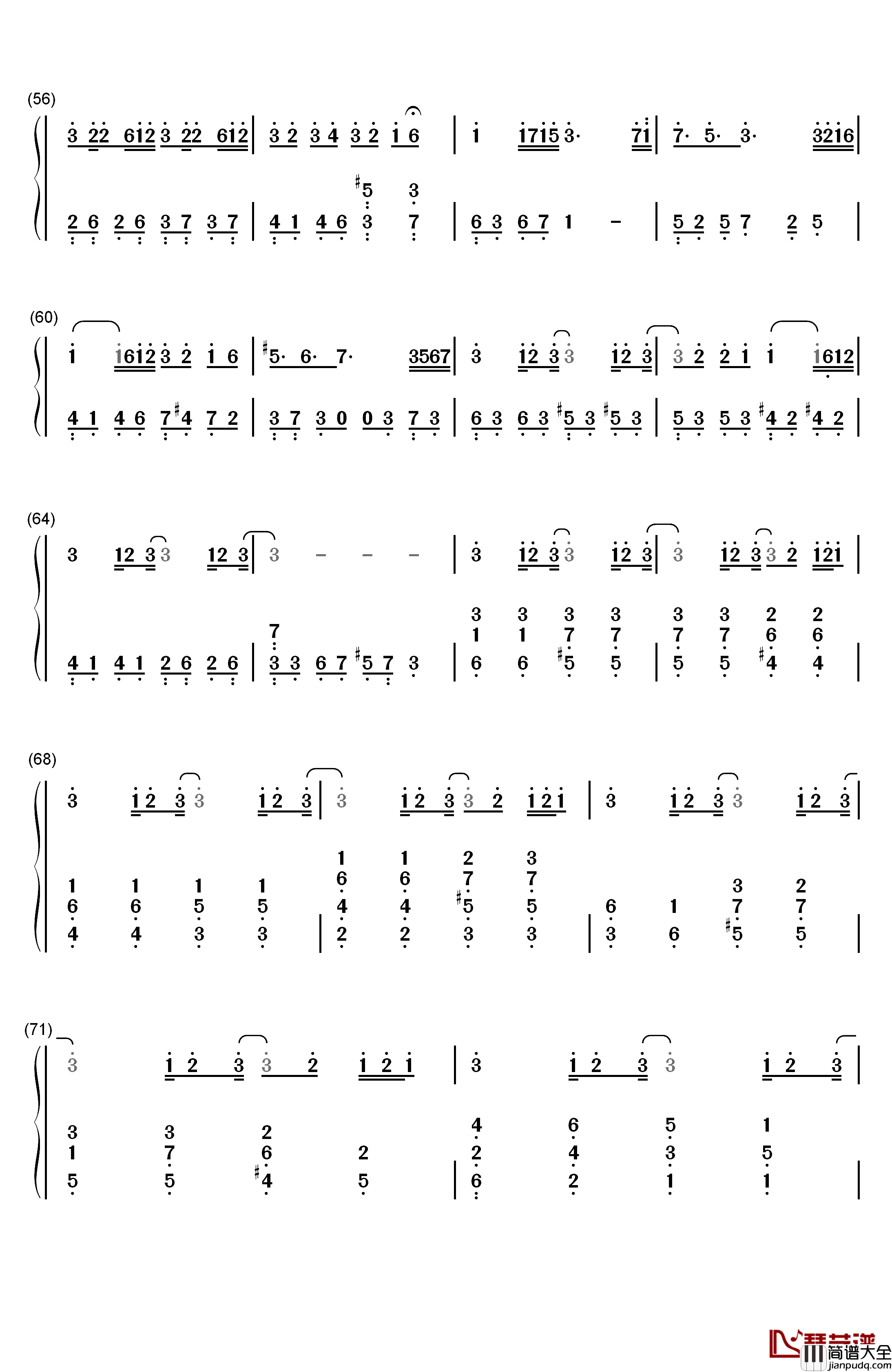 からくりピエロ钢琴简谱_数字双手_初音ミク
