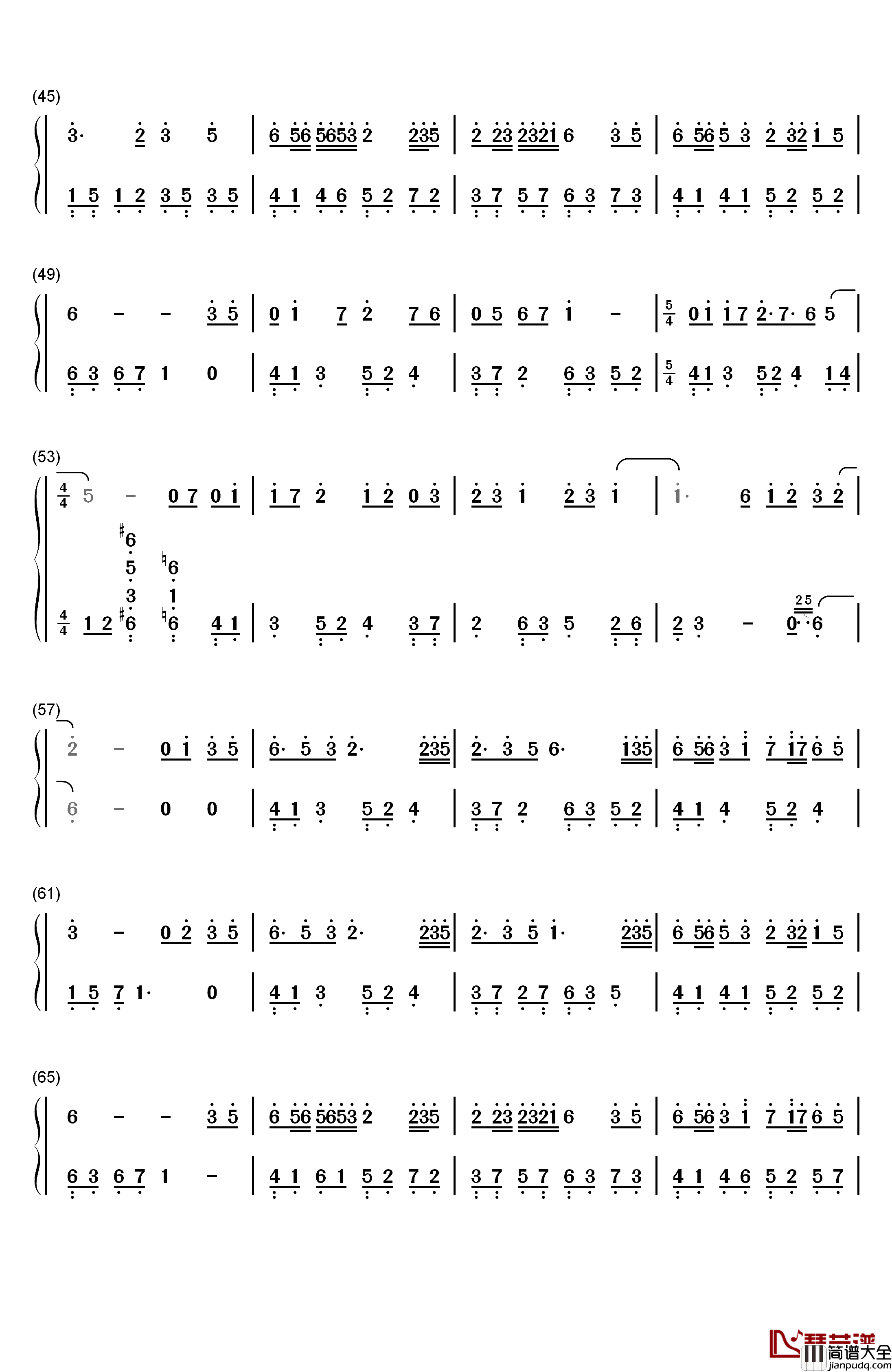 Windy_Hill钢琴简谱_数字双手_羽肿
