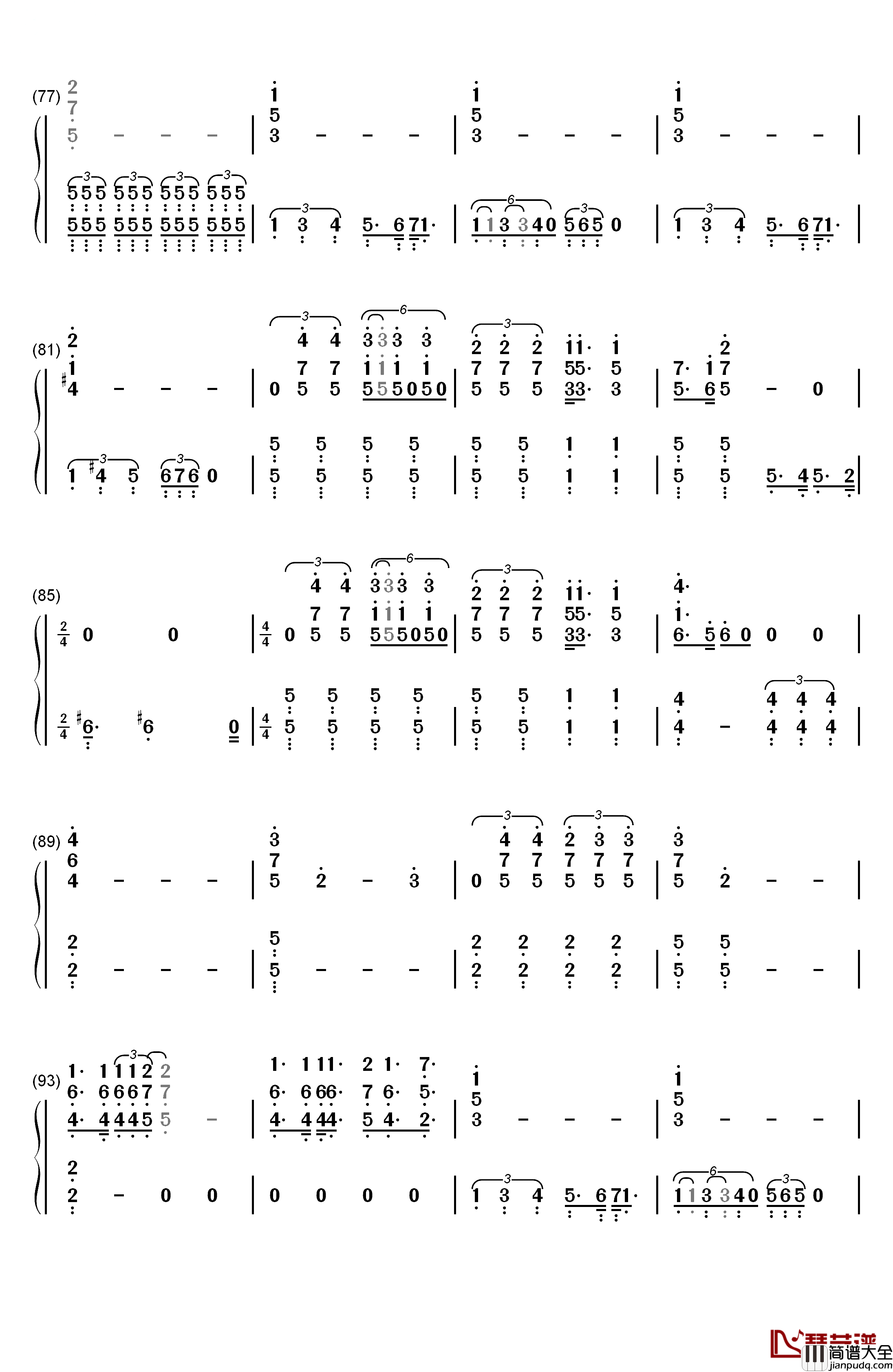 Bohemian_Rhapsody钢琴简谱_数字双手_Queen