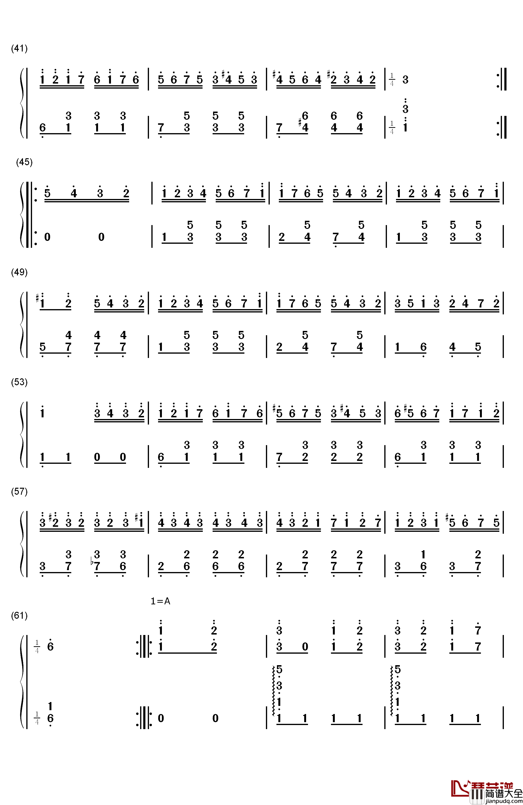 土耳其进行曲钢琴简谱_数字双手_莫扎特__Mozart