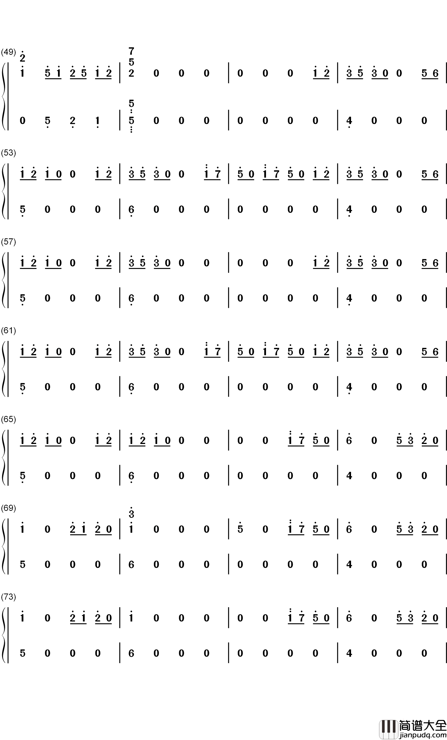 花火大会钢琴简谱_数字双手_Radwimps