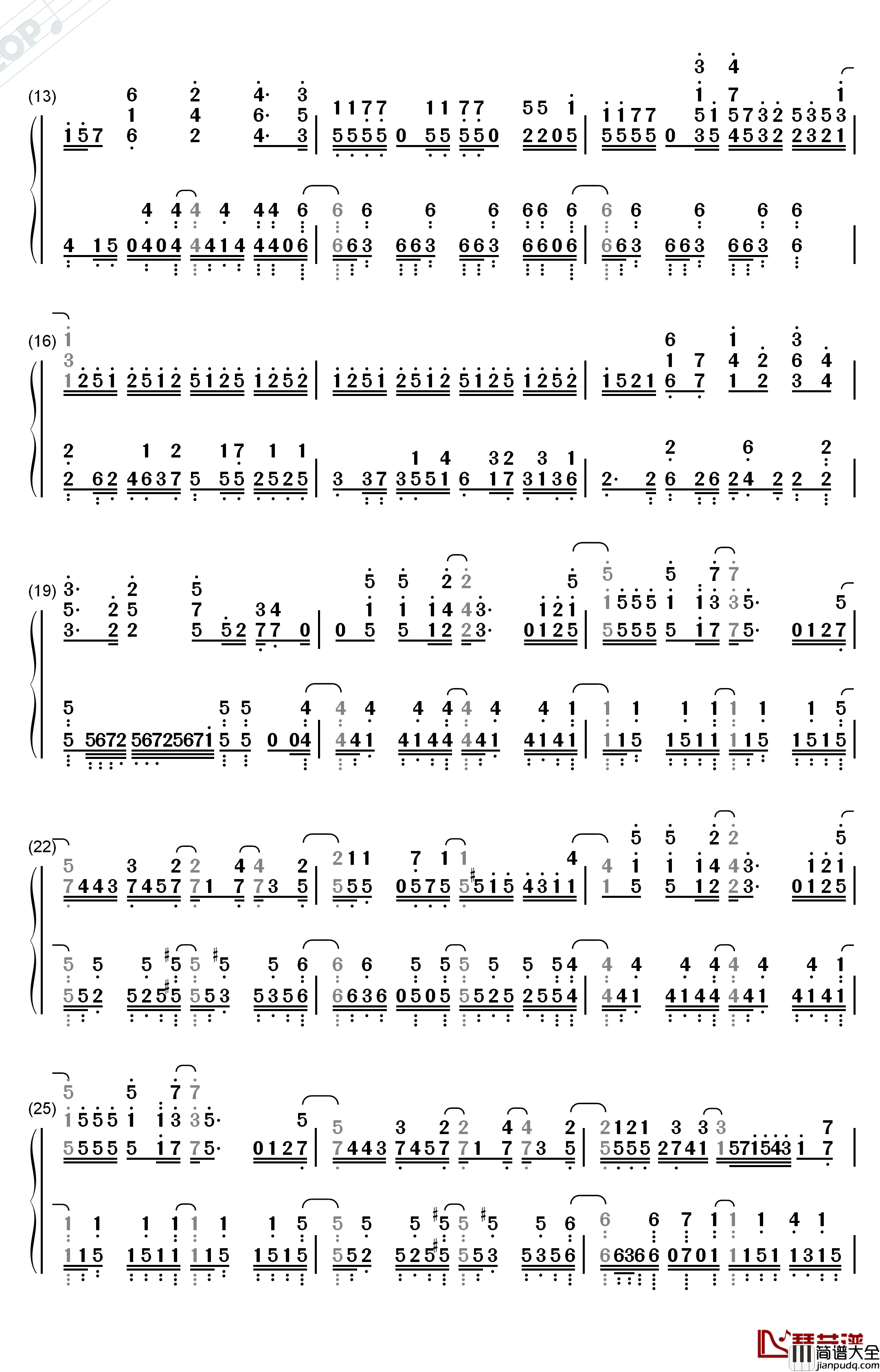 star_frost钢琴简谱_数字双手_Nonoc