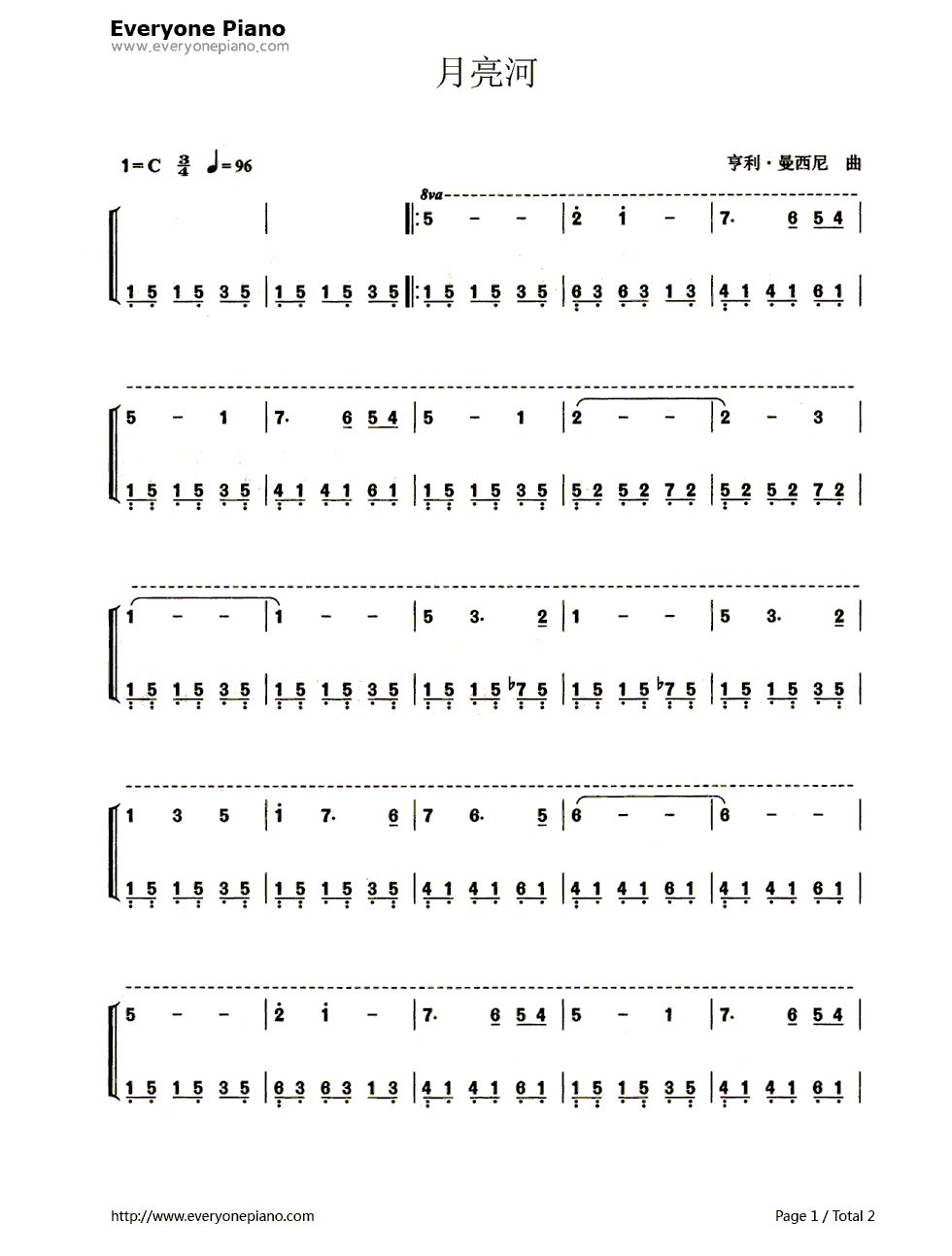 月亮河(Moon_River)钢琴简谱_安迪·威廉姆斯(Andy_Williams)演唱